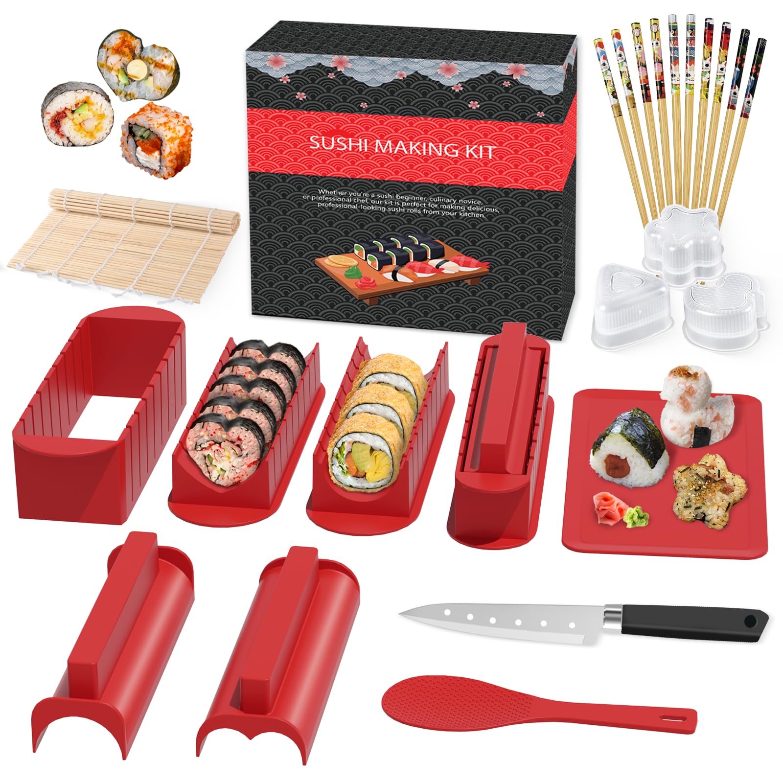 HI NINGER 24-piece Sushi Making Kit Complete Sushi Making Kit for Beginners