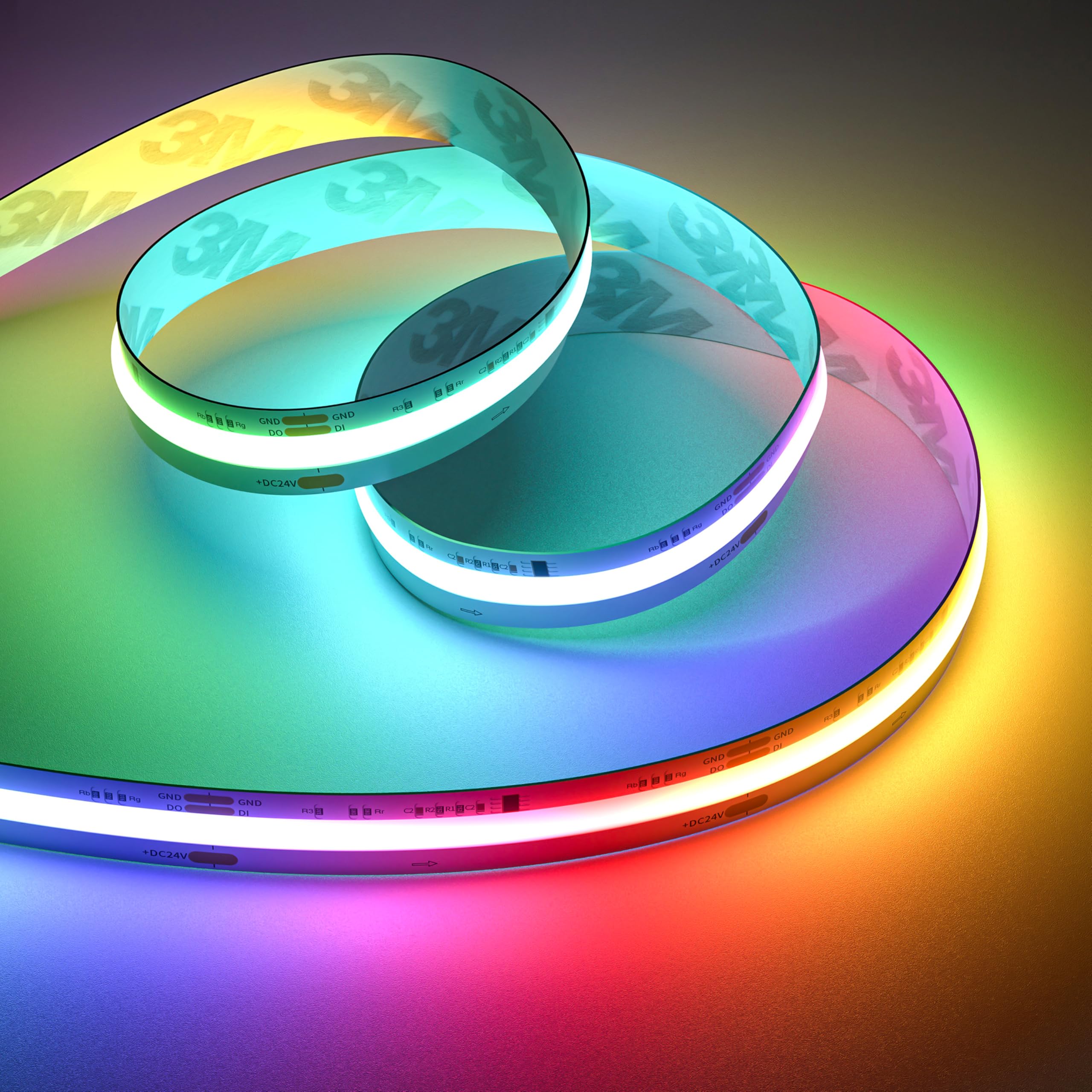 OULARA RGB COB LED Streifen Smart IC Adressierbare 10M,DC24V Farbe Wechselnde LED Streifen Mehrfarbige und weiß led strip light für DIY Dekoration(Controller & Adapter separat erhältlich)