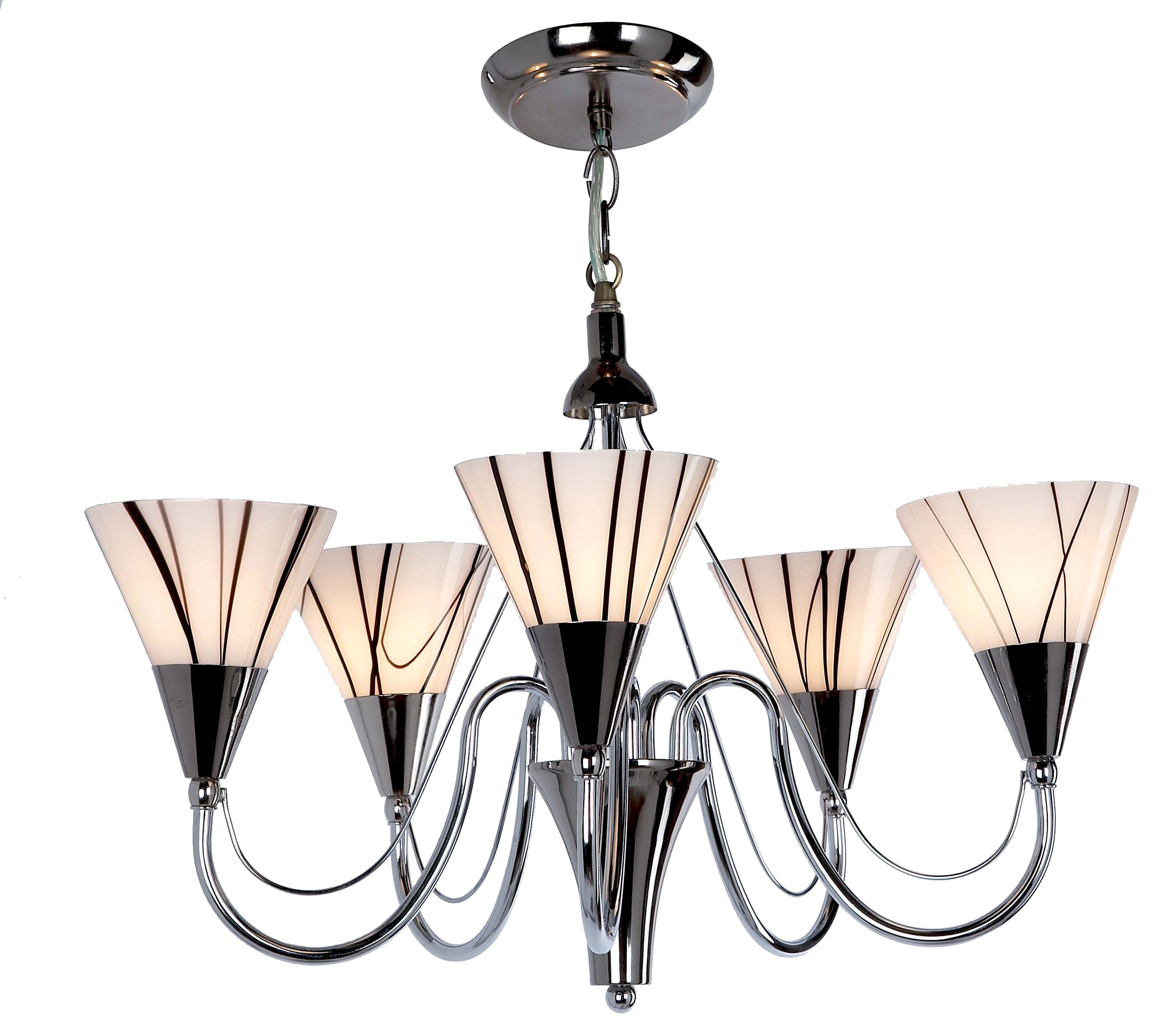 Loxton Lighting 52 cm 5 Light Fitting, Chrome/ Black Nickel
