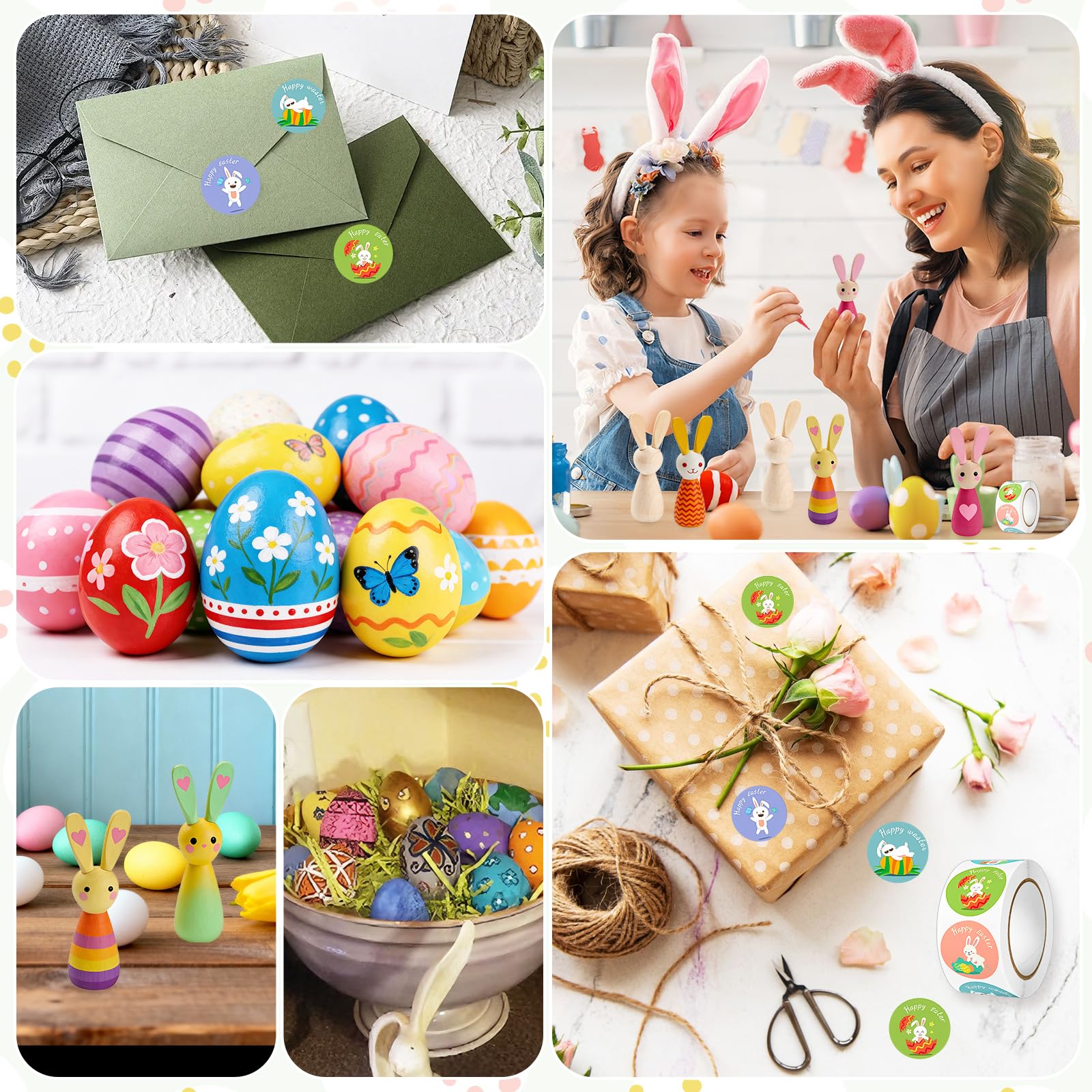 HGRGHH Huevos de Pascua para Pintar, Set Manualidades Pascua 530 Piezas, Huevos y Conejo de Pascua de Madera, Kit DIY Manualidades Niños con Pegatinas y Acuarelas, Decoración y Regalo — view 6