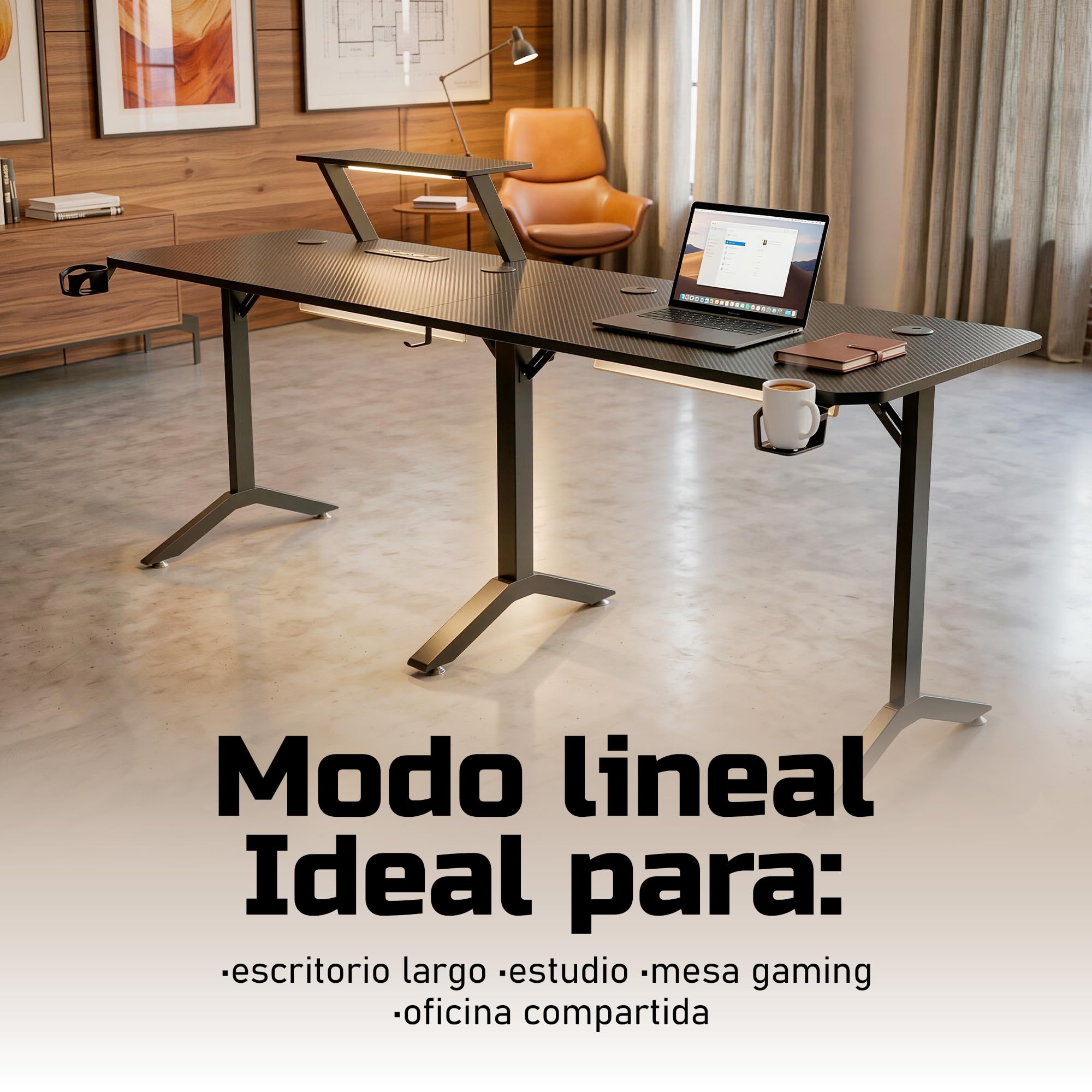 Unicview Escritorio Esquinero o Lineal 2 en 1 para Gaming y Oficina, Mesa en L Modular 146x146 cm con Soporte Monitor, Mesa Esquina o Lineal Multifunción para Home Office y Setup Gamer