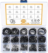 315 Piece Safety Ring Set, Assortment of Elastic Ring Seeger, Internal E-Clip Clips, 4-28 mm External C-Clip Clips for Grooved Trees, Black (Black)