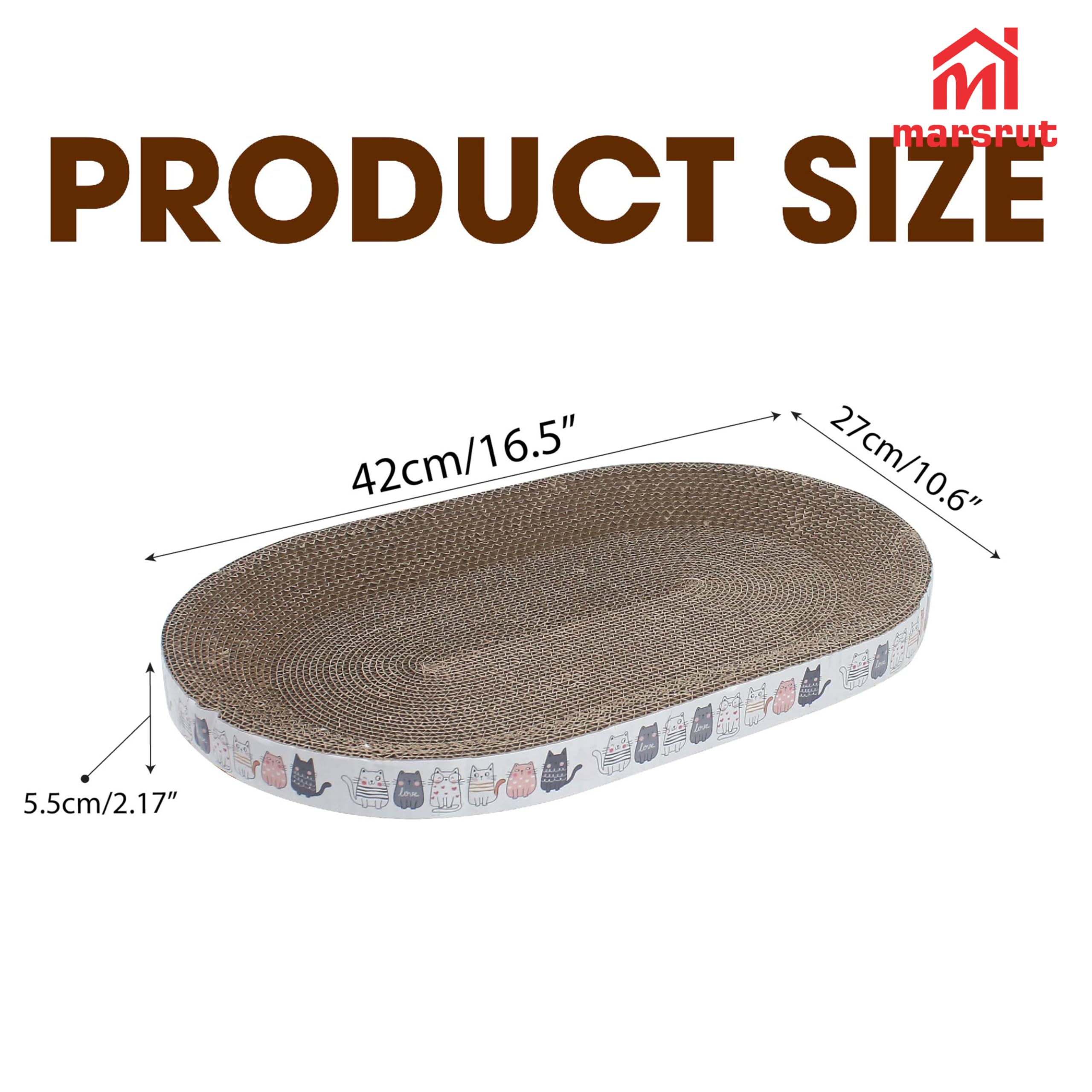 Oval Cat Scratcher Bed 17x11 inches Scratching Cardboard Bowl Cute Shaped Lounge Boxes Durable High-Density Provides Firm Cozy Corrugated Resting Play Place Indoor for Medium to Large Breeds