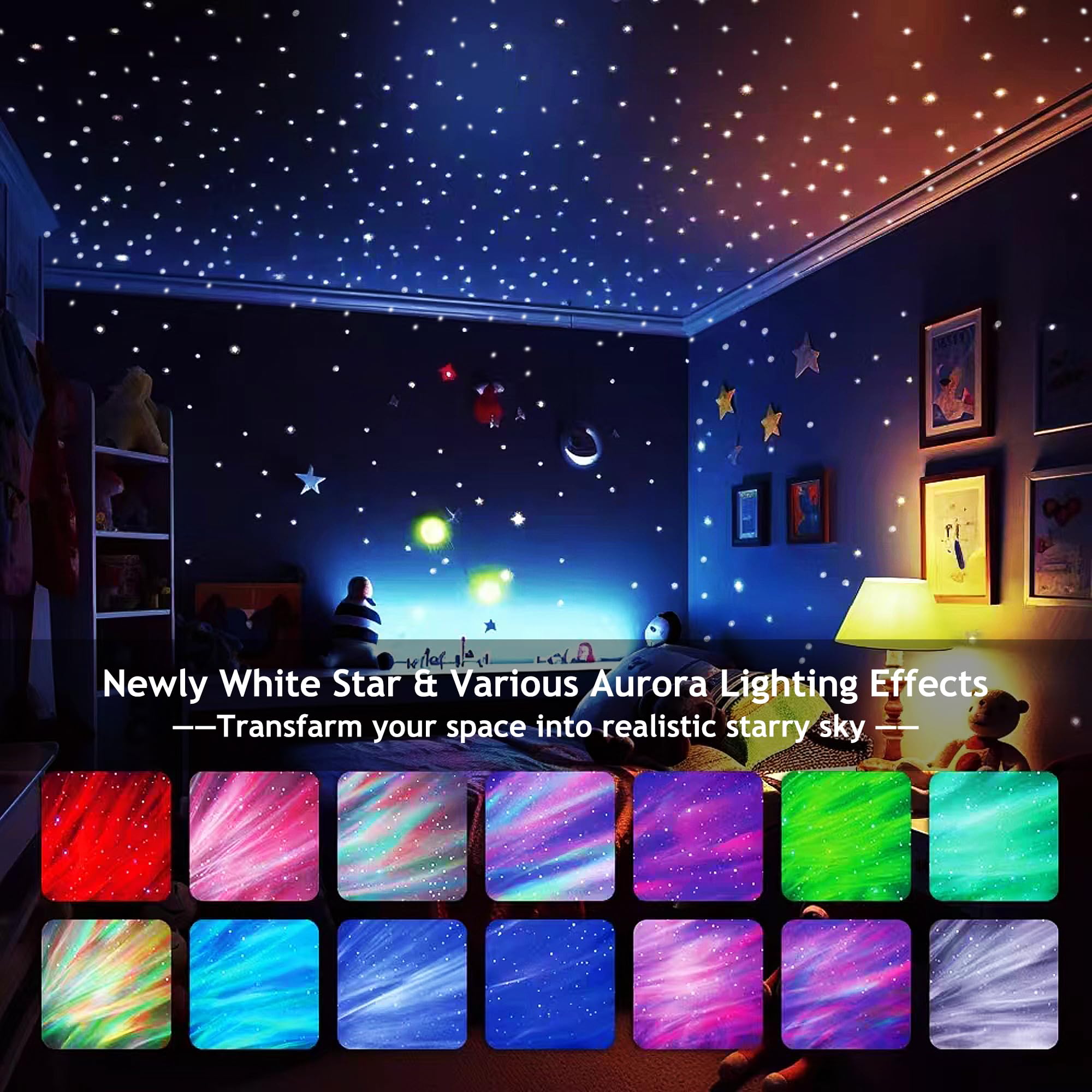 Brizled Star Proyector Galaxy Light, USB C White Starry Projector Funciona con fuente de alimentación PD, altavoz Bluetooth y luz de proyector Aurora de ruido blanco, proyector de galaxia LED para