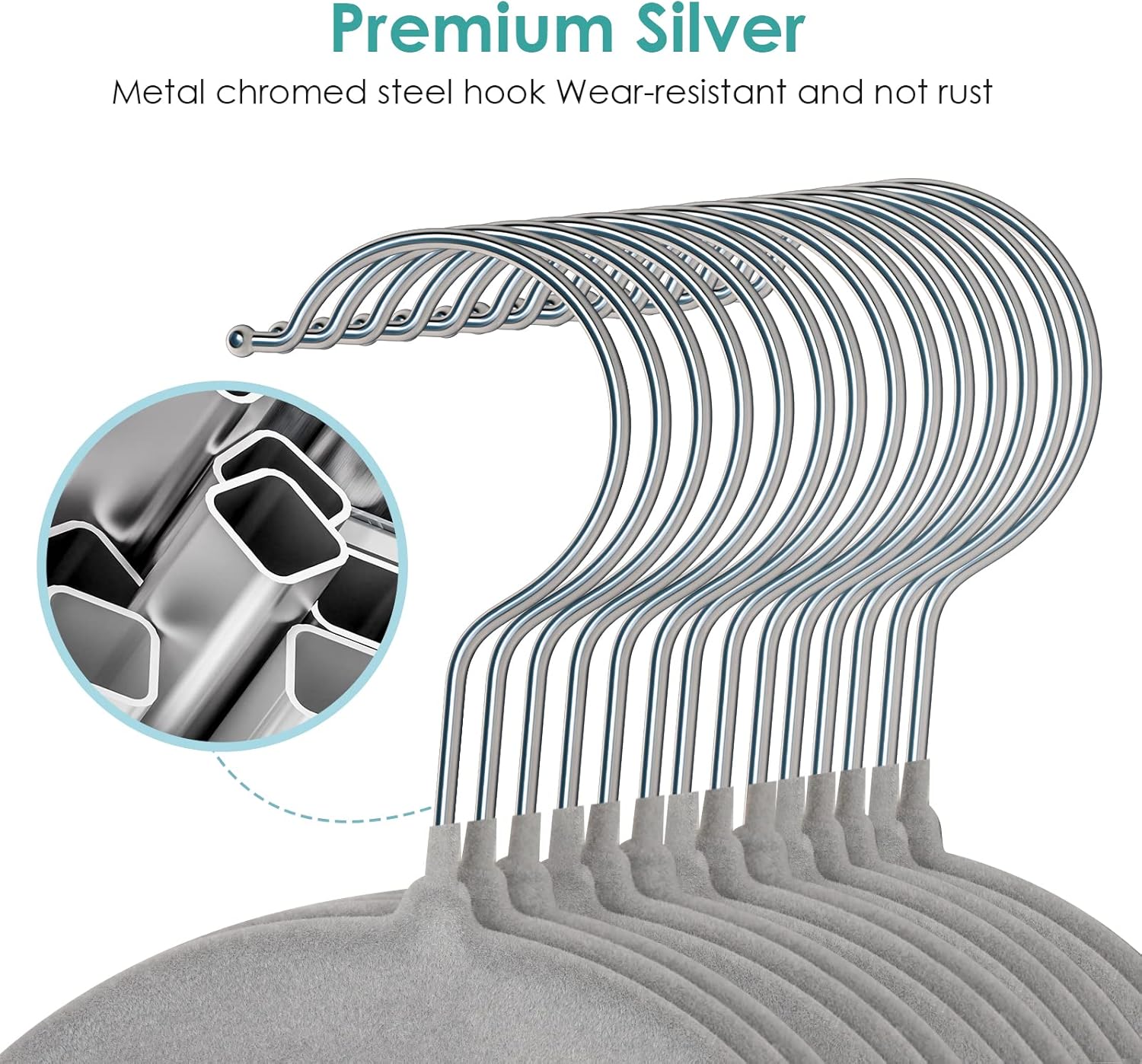 Velvet Hangers Non Slip Felt Hangers, 30 Pack Grey Velvet Clothes Hangers Space Saving Slim with 360 Degree Swivel Hook for Suits Coats, Jackets, Pants, and Dress Clothes - Image 4