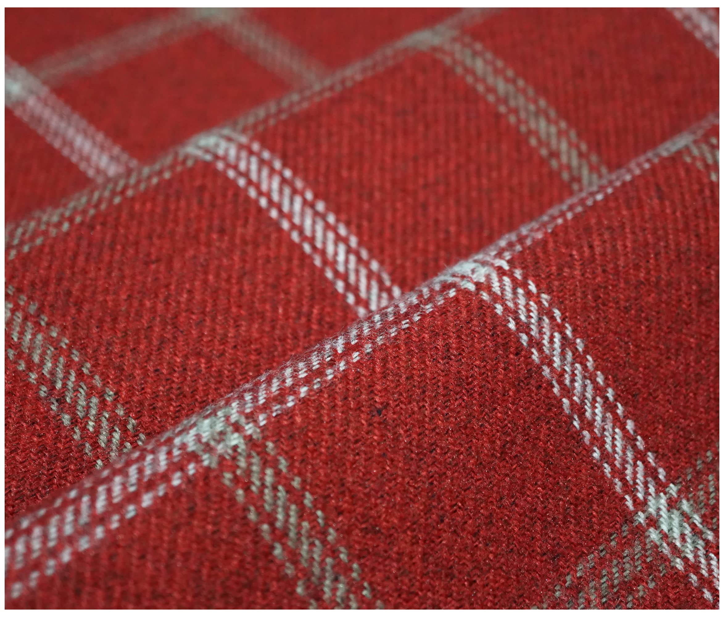 Lewis Balmoral Thick Wool Effect Tartan Upholstery Curtain Fabric Sofa Plaid Fabric (200 x 140cm (2 Metre), Red)