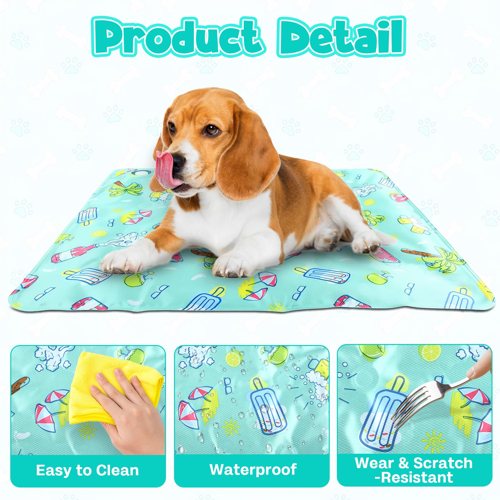 Alfombra Refrescante para Perros y Gatos,40 x 50 CM Alfombrilla de Enfriamiento para Mascotas, Pet Cooling Mat, Autoenfriante, Manta Refrescante para Perros para Sofás Camping,Piso