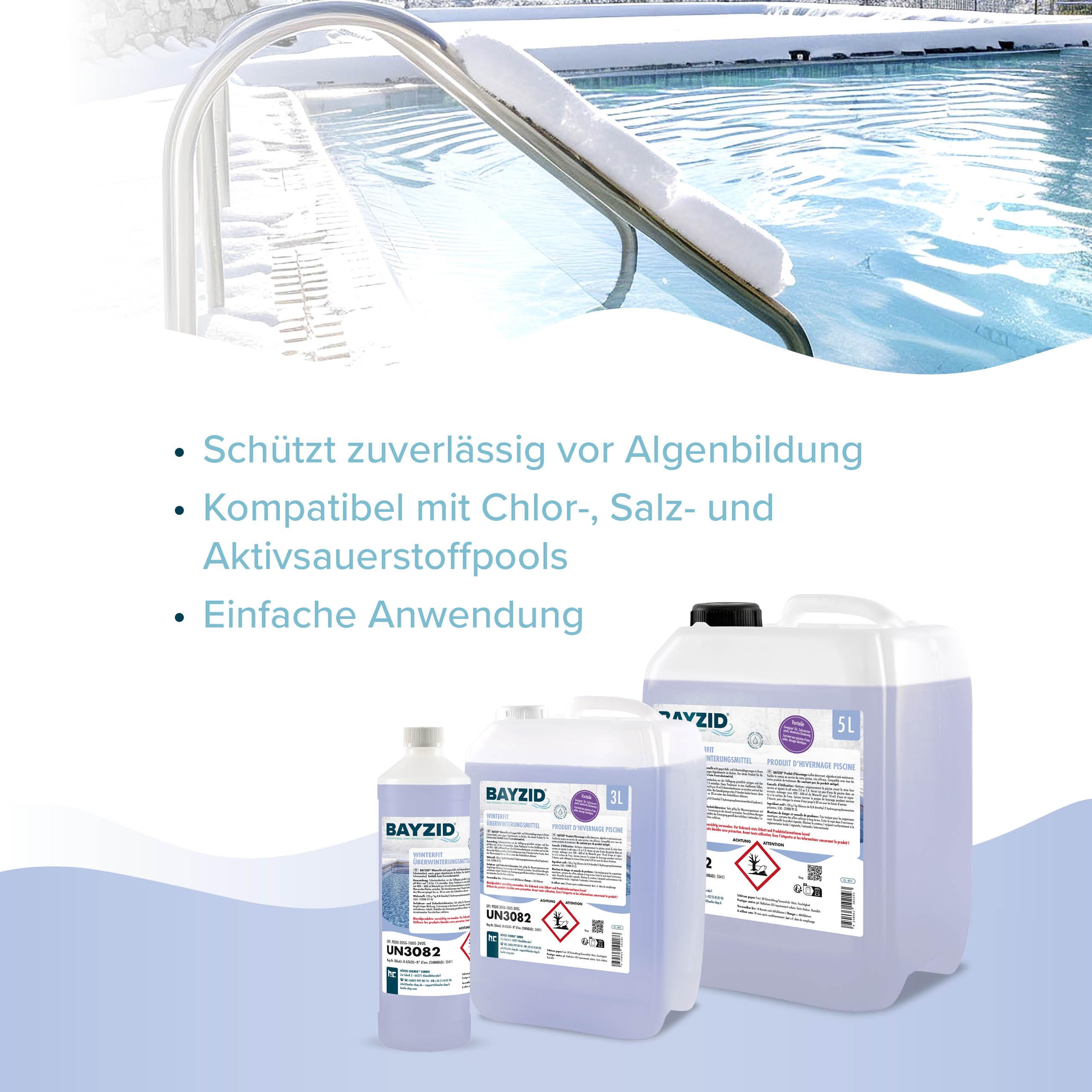 Höfer Chemie 4 x 5 L Pool Wintermittel - BAYZID Winterfit Überwinterungskonzentrat für Schwimmbad und Pool