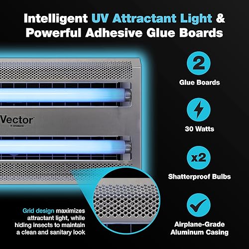 Miniatura 6 de Catchmaster Vector 30, trampas para moscas de luz UV para interiores para el hogar, trampas eléctricas para mosquitos para casa interior, bombillas