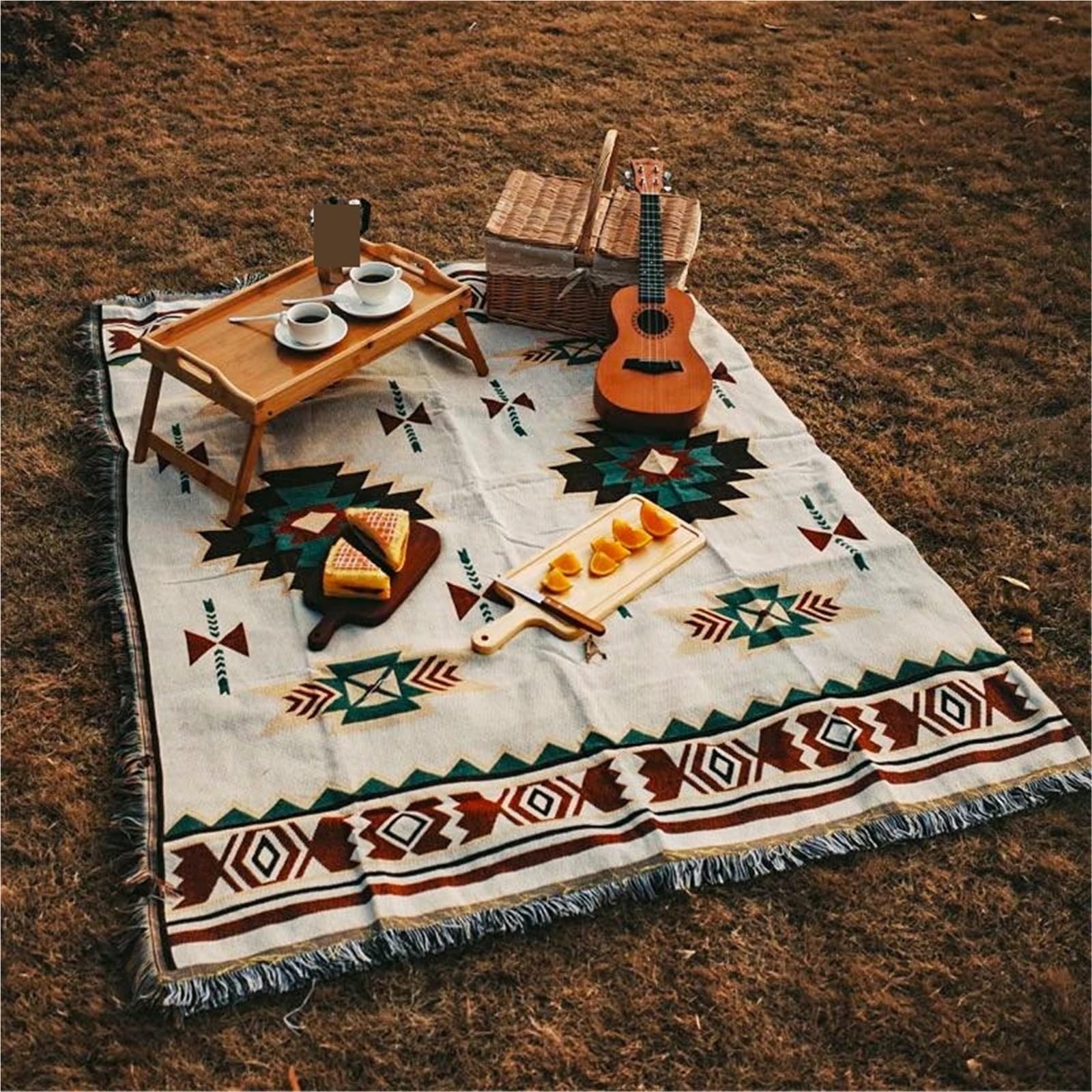 Tappeto da Campeggio all'aperto Coperta da Picnic Decorativa Tappetino da Picnic da Viaggio Materasso for Il Tempo Libero for Divano Interno per Campeggio(Red Leaf,180x260cm)