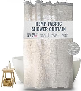 Bean Products Hemp Fabric Shower Curtain Liner - Lightweight and Washabl...