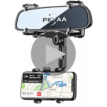 Amazon.com: PKYAA Rearview Mirror Phone Holder for Car, 360