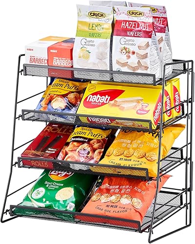 Estante de exhibición de caramelos, exhibición de aperitivos para mostrador, soporte de concesión, soporte de malla para chips para tiendas, oficina