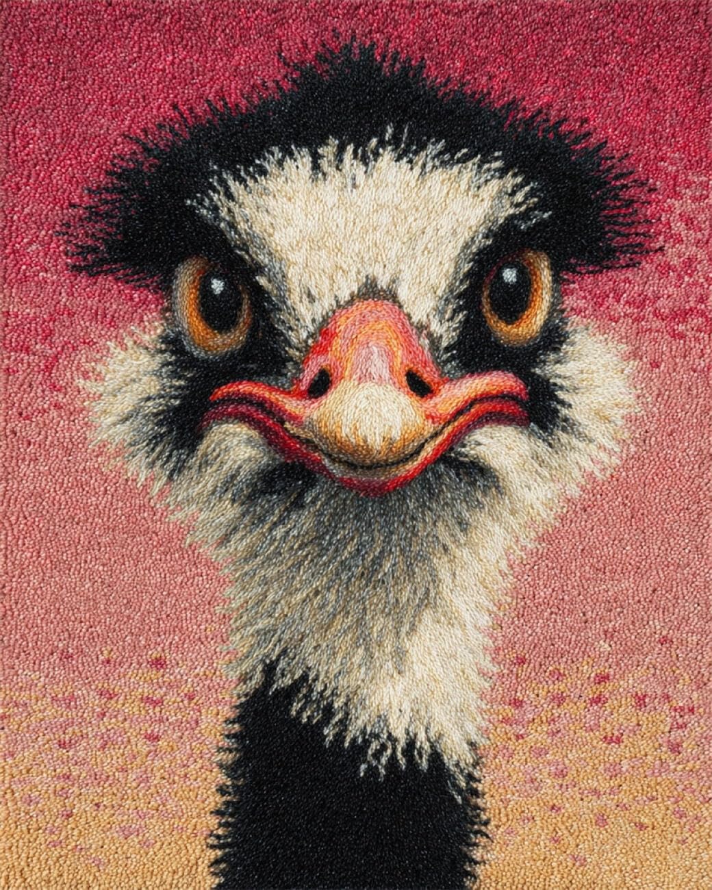 Henypt DIY Latch Hook Rug Kits Ostrich Portrait 80x160cm