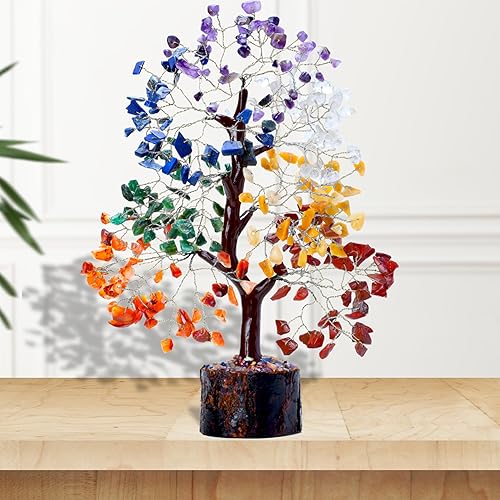 Miniatura 9 de ZENFULSTONE Decoración espiritual del árbol de la vida de los 7 chakras para el hogar y la oficina  Bonsái de cristal hecho a mano para energía