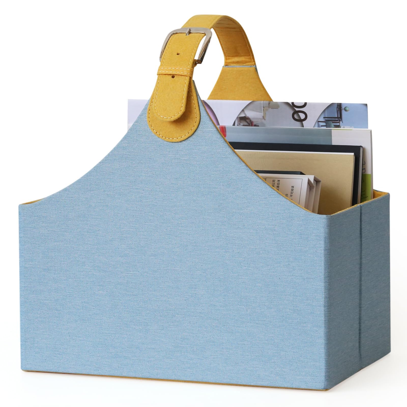 Porte-Revues Panier à Documents Porte Revue Pliable, Porte Magazine pour Journaux et Livres pour La maison,le Bureau,le Salon Jaune Bleu