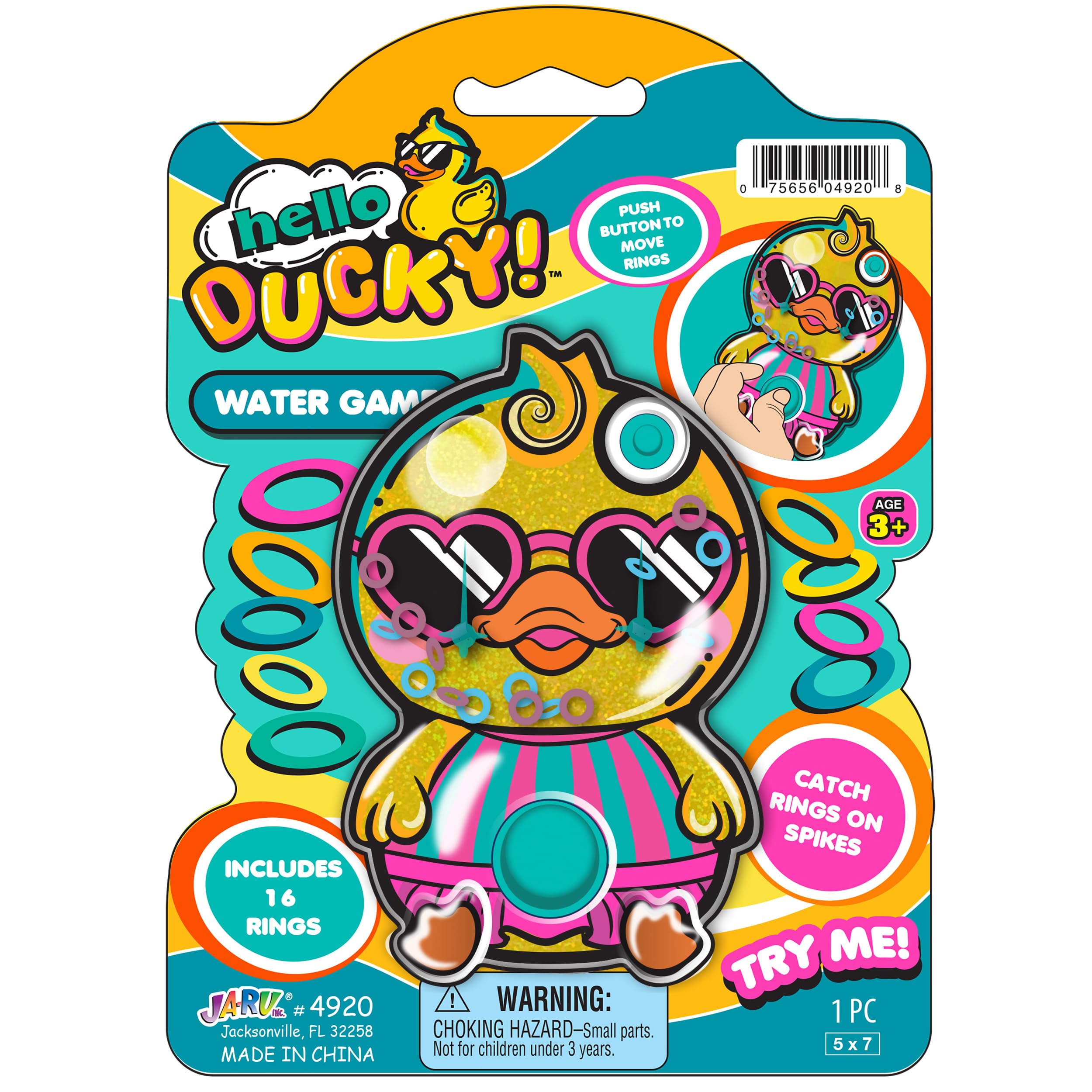 JA-RU Hello Ducky! Water Game Ring Toss Toy, 1 Randomly Selected Style