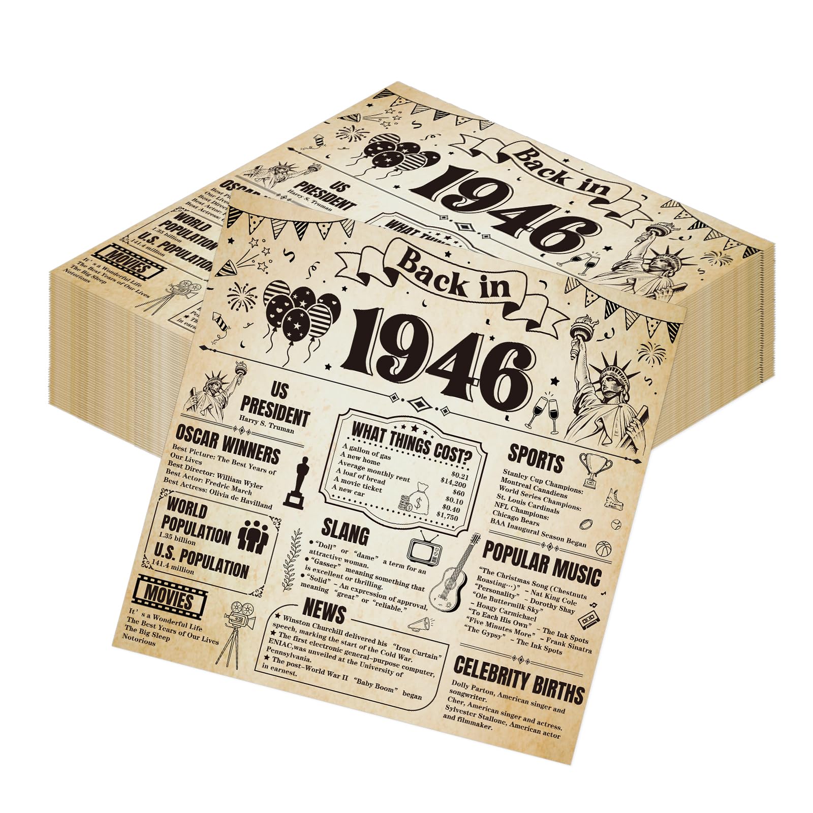 Hokinaa 80th Birthday Party Decorations - 50 Pcs Cheers 80 Year Old Napkins