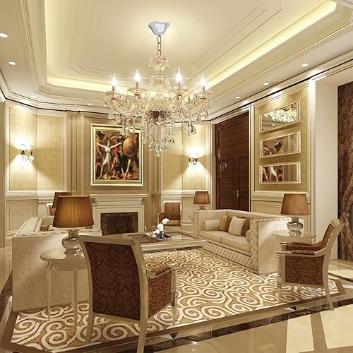 Miniatura 11 de Cognac K9 - Lámpara de araña de cristal con 10 luces, luces de techo de cristal modernas, lámparas colgantes de cristal E12 para el hogar, tienda