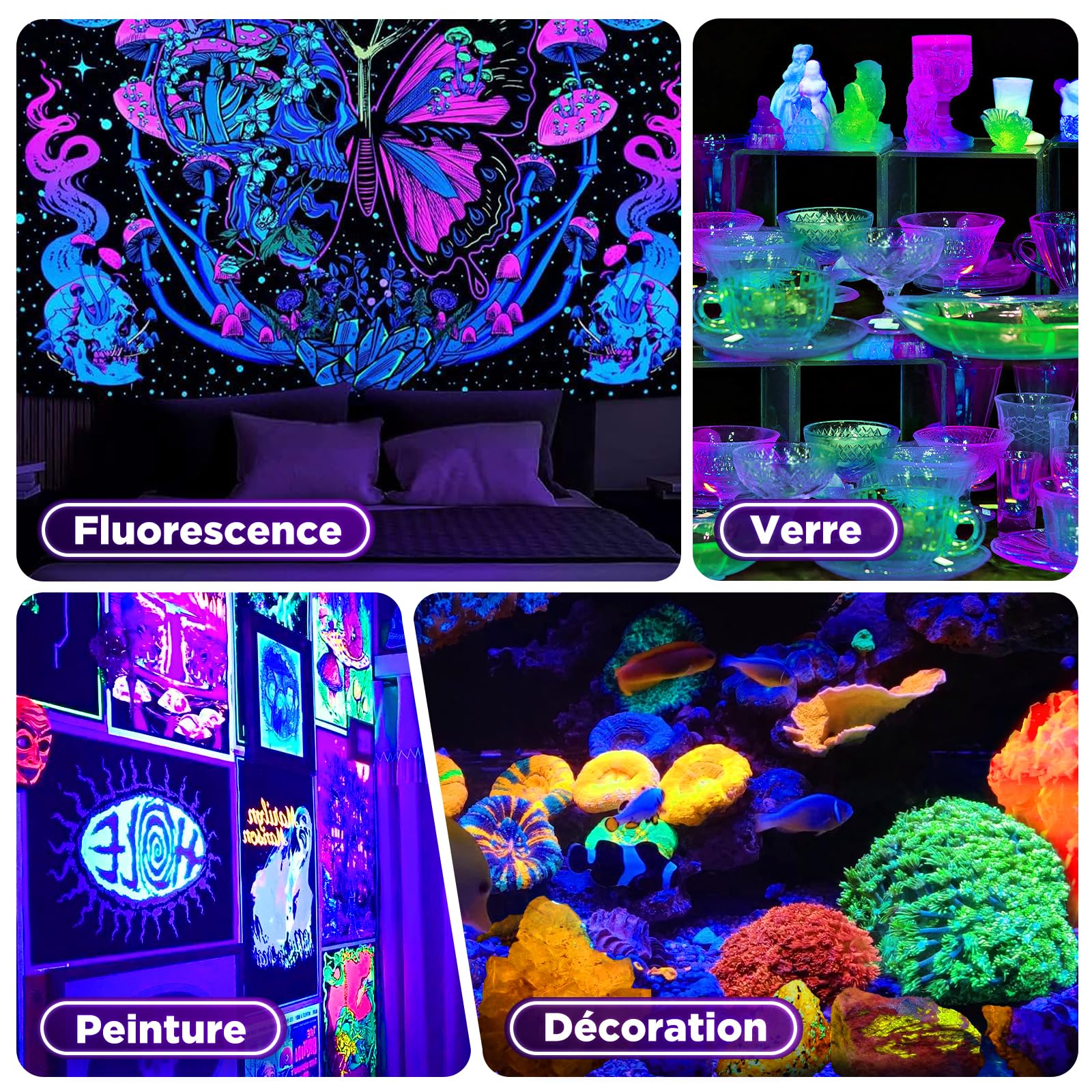150W LED Lumière Noire, Lumiere Noire, Projecteur UV pour Noël, Halloween, Fête Néon Incandescente, Peinture Corporelle, Lumière UV de Durcissement de Résine, IP66 étanche (150W, 2pcs)