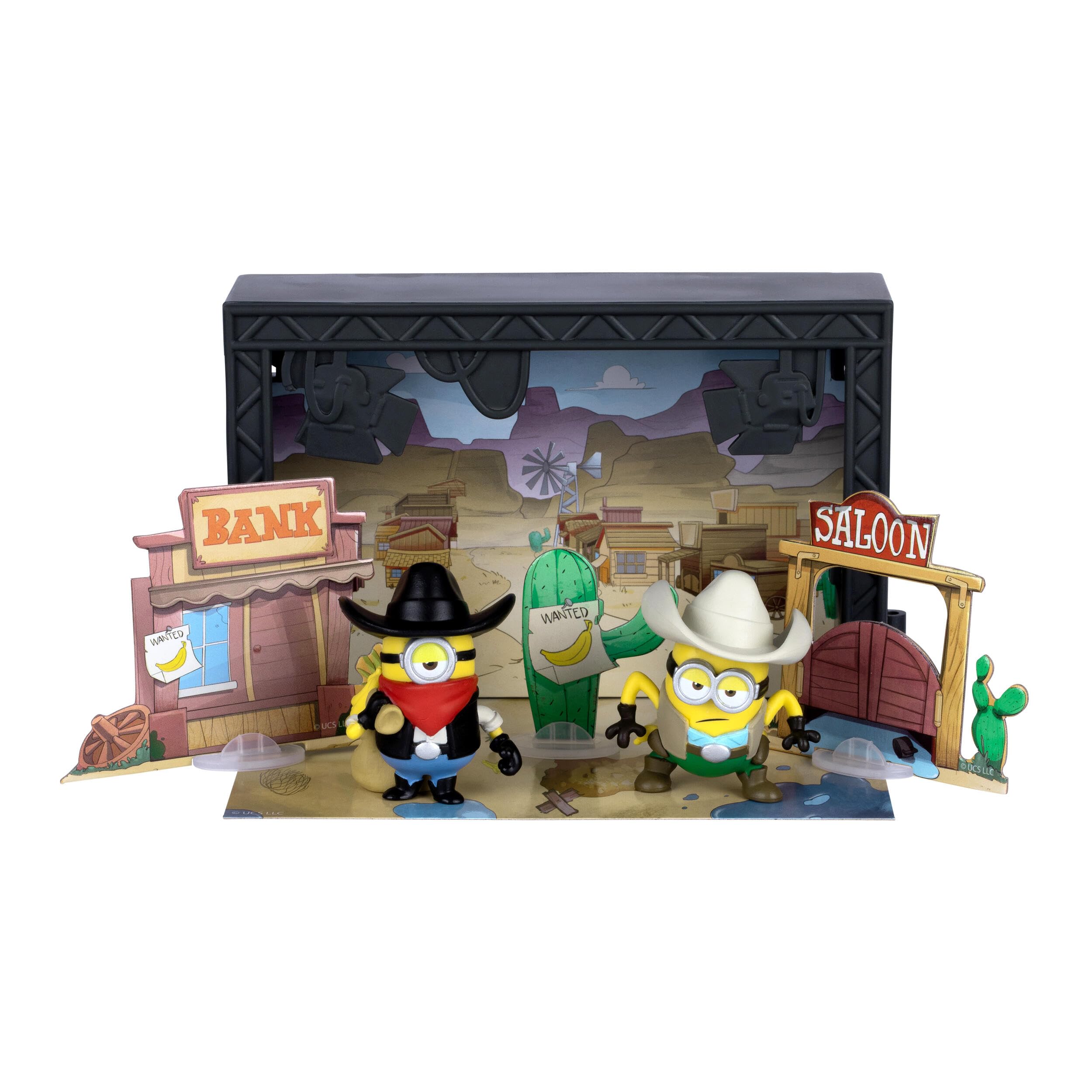 Minions Illumination's Monsters Old Western Sound Stage | Includes 2 cast & crew figures, exclusive figure, 3 stage props; collect & connect all 3, kids toys