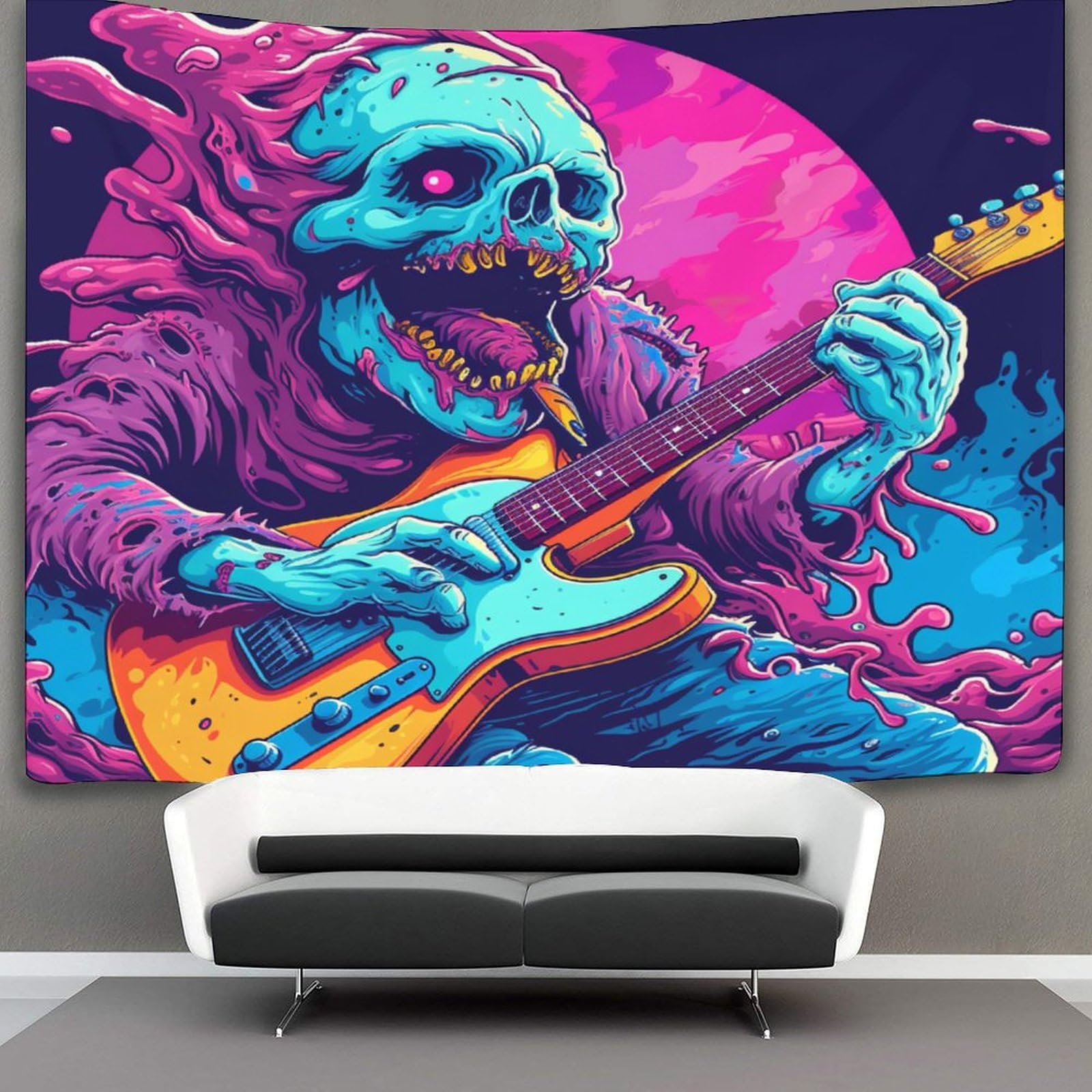 kaiyun Animal Tapestry Guitar And Skull Wall Hanging Tapestries for Bedroom Living Room Apartment Dorm Decorations Wall Art Decor 70cmx100cm