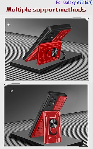 Miniatura 6 de LMDAMZ Funda tipo cartera para Galaxy A73 (5G), ranura para tarjeta de crédito, diseño portátil, resistente, doble capa acolchada, protección de