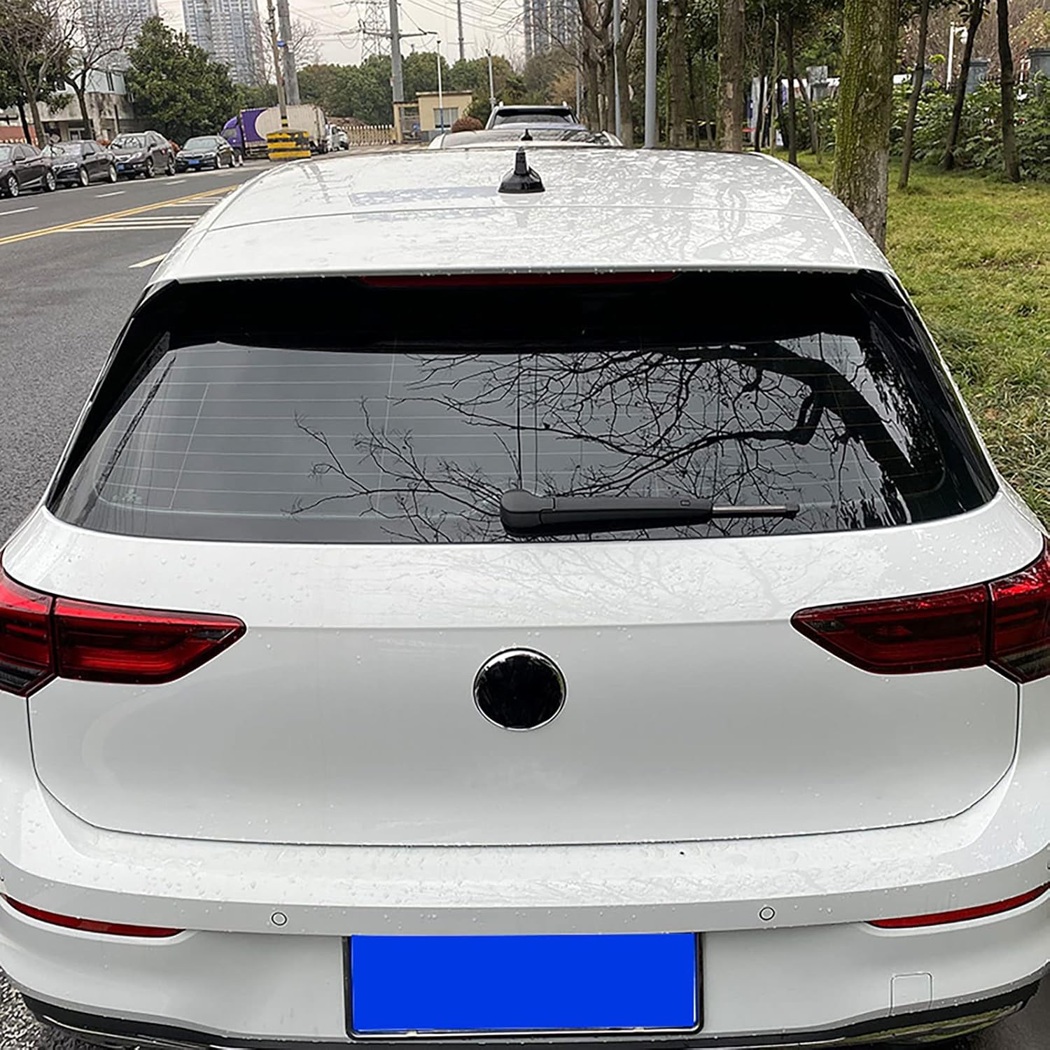Car Rear Window Spoiler Side Wing Compatible with Volkswagen Golf 8 MK8, ABS Exterior Styling Accessories Body Kit Black 2 Pcs,Glossy Black
