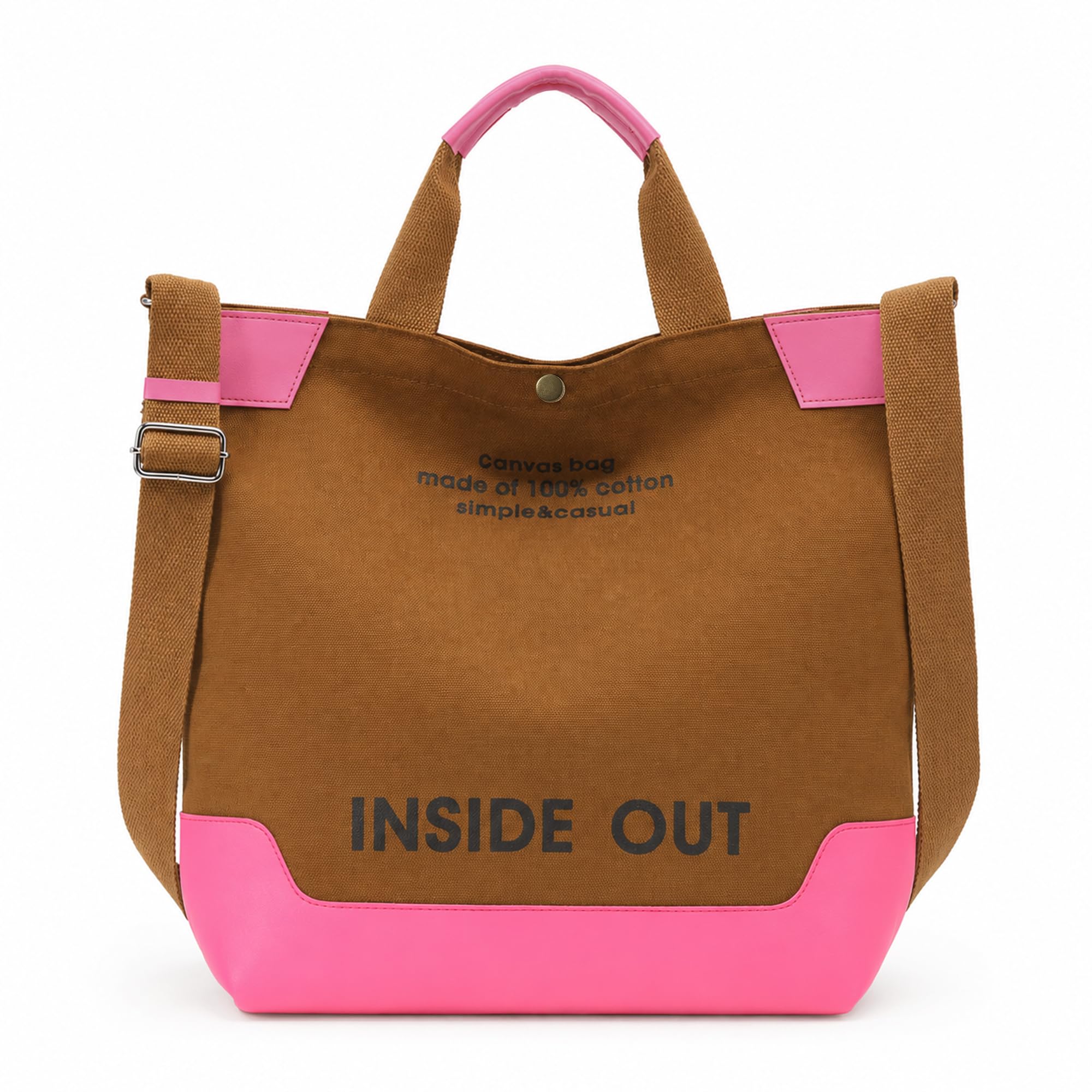 Canvas Tote Bag For Women inside out bag Crossbody Handbag with Adjustable Strap and Coin Purse for Work,Travel,Grocery
