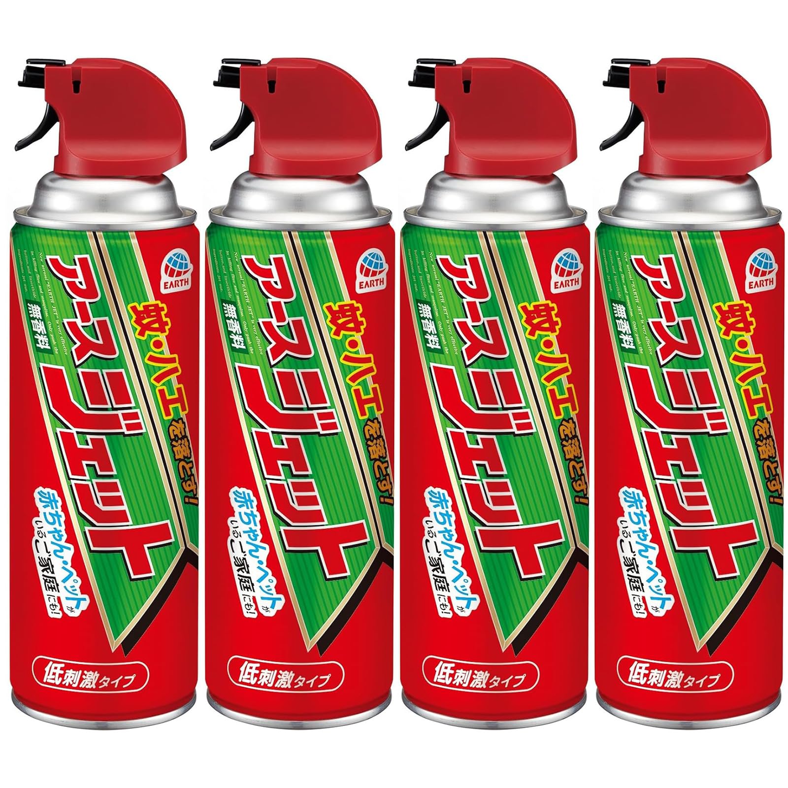 アースジェット [450ml×4本] 袋入り 殺虫スプレー 低刺激 無香料 ハエ…