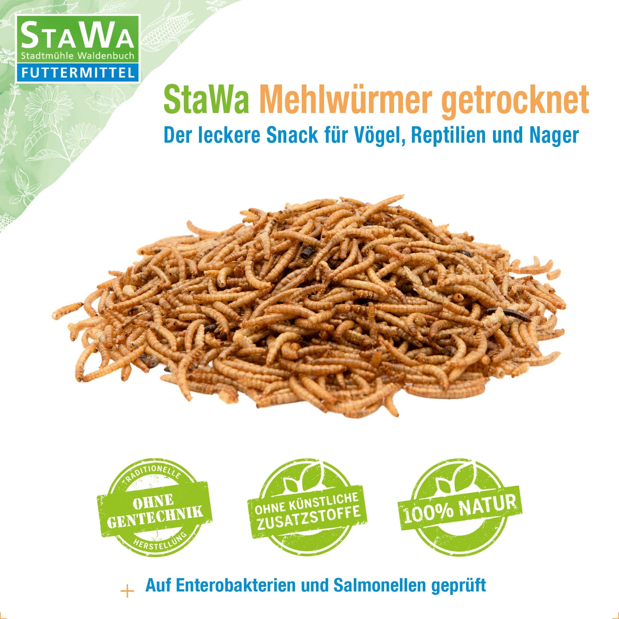 Mehlwürmer getrocknet, proteinreiches Vogelfutter, schonend getrocknet, Snack für Reptilien und Vögel, 2X 5 kg Sparpaket