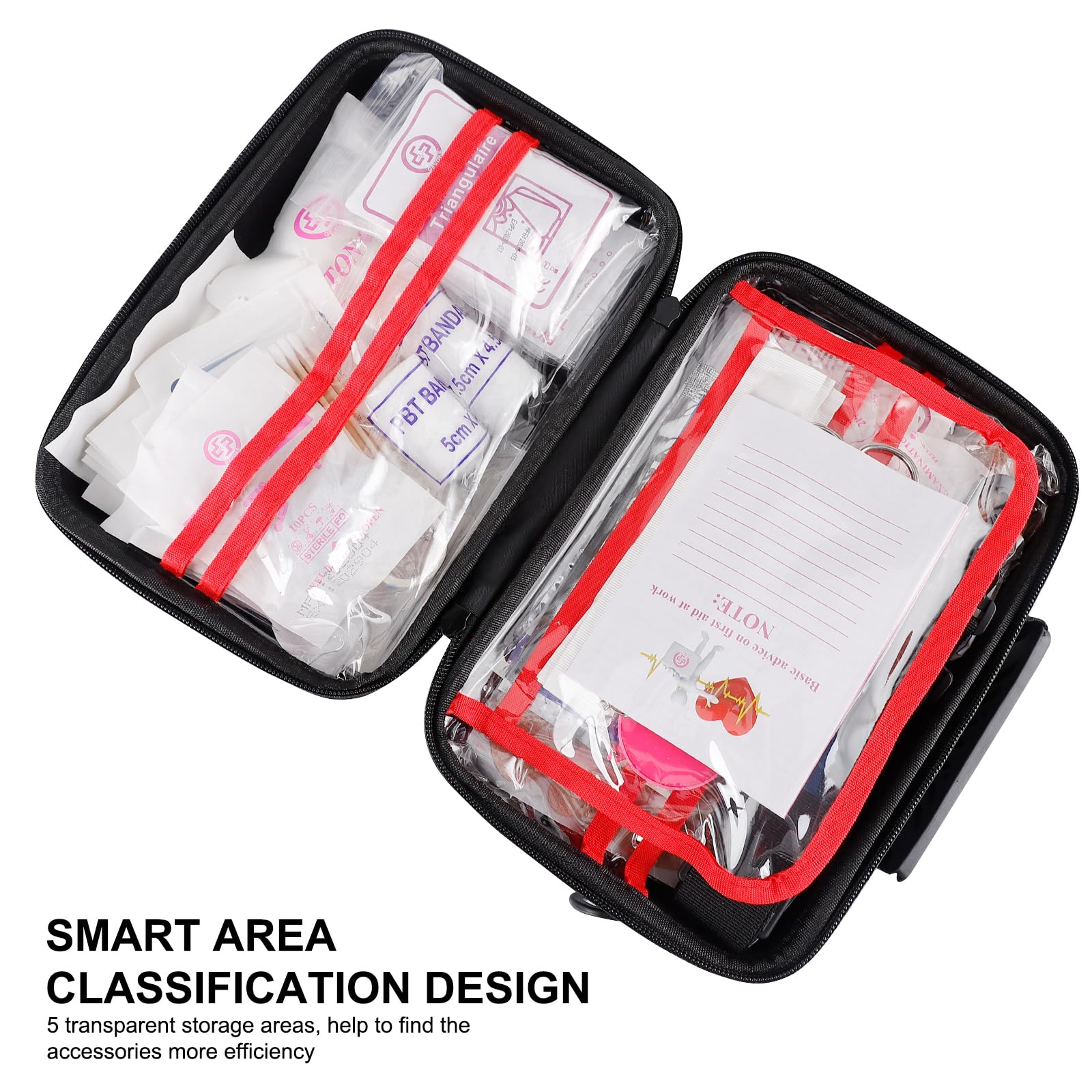GEVOKE Kit de primeros auxilios de carcasa dura impermeable de 410 piezas para el hogar, automóvil, viajes, camping, camión, senderismo, deportes, oficina, vehículo y emergencias al aire libre - Kits