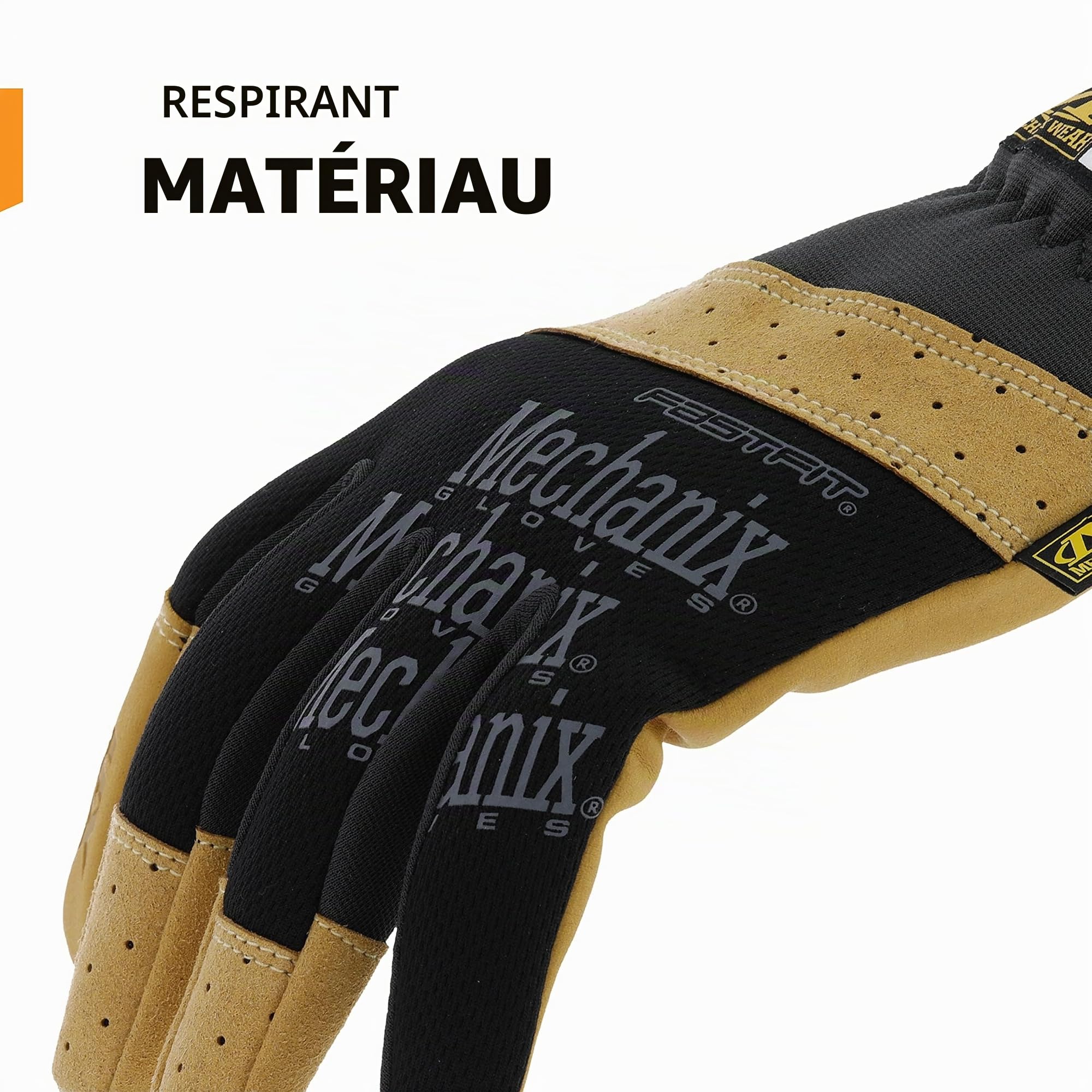 Mechanix Wear - Material4X FastFit Gants (Large, Noir/Marron)