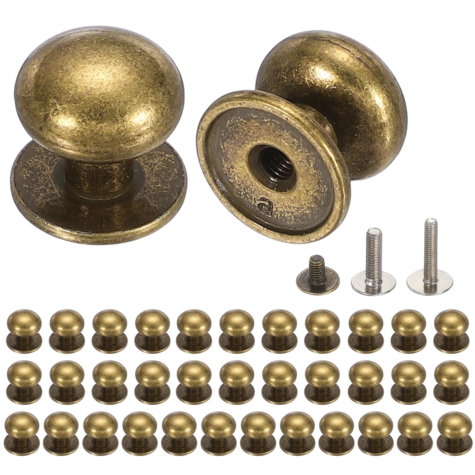 sourcing map 36Pcs Mini Drawer Pulls, 12x13mm Vintage Small Knobs for Jewelry Box, Round Metal Cabinet Knobs Handles Pulls with Screws for Dresser Closet Jewelry Box Gift Cases, Bronze — image 1