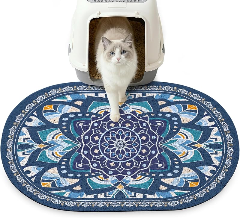 Tapete para Caixa de Areia de Gatos com Tela, Antiderrapante e Impermeável Glittme Navy 83,82 x 55,88 cm