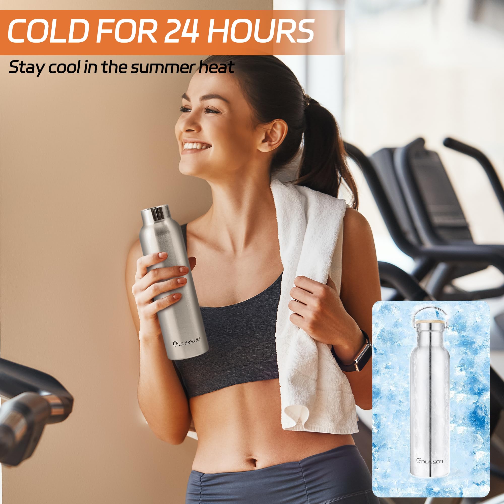 Borraccia Termica 750 ml, Borraccia Termica Acciaio Inox a Prova di Perdita, Bottiglia Termica Senza BPA Mantiene le Bevande Fredde per 24 ore e Quelle Calde per 12 ore, Lavabile in Lavastoviglie