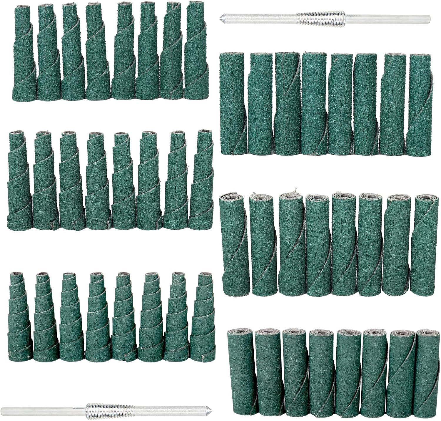 1-1/2" Cartridge Rolls with 1/8 Stem Mandrel for Rotary Dremel Tools 80 120 240 Grit Sandpaper Roll for Metal & Woodworking Polishing Sanding Kit