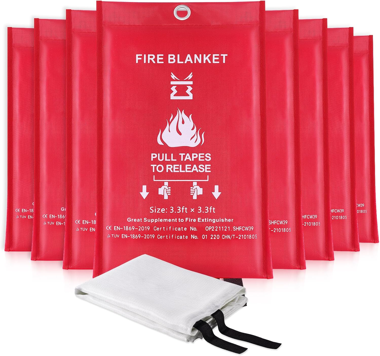 Fire Blankets for Home and Kitchen Emergency Safety 8 pack 3ft x 3ft