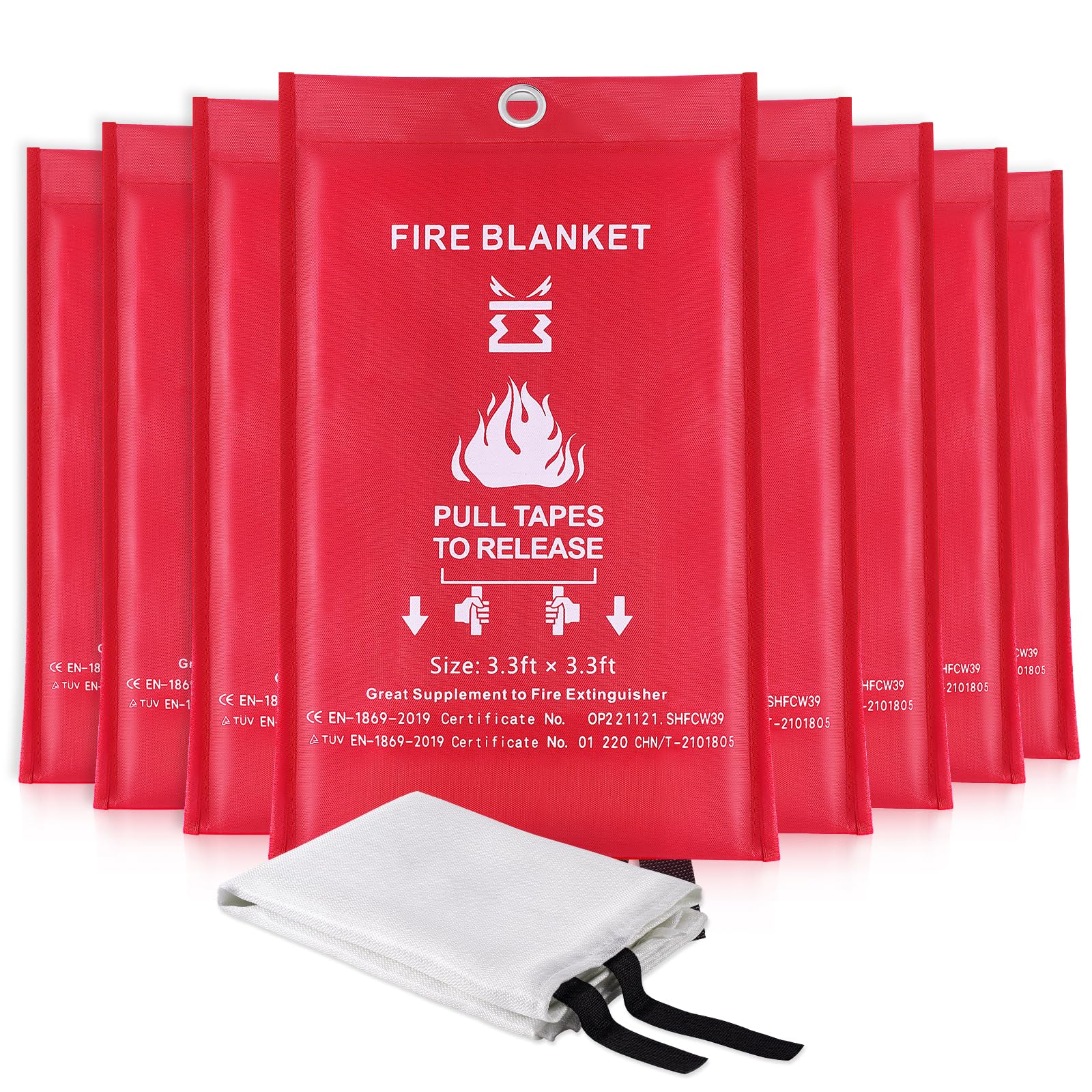 KITOSUN Löschdecke Küche Feuerlöschdecke - Glasfaser Brandschutzdecke Feuerlöscher für Haushalt Fettbrände Fettbrand Büros Garagen Schweißwerkstätten Auto Einfach Effizient 1M Lager (8Stück-1M)