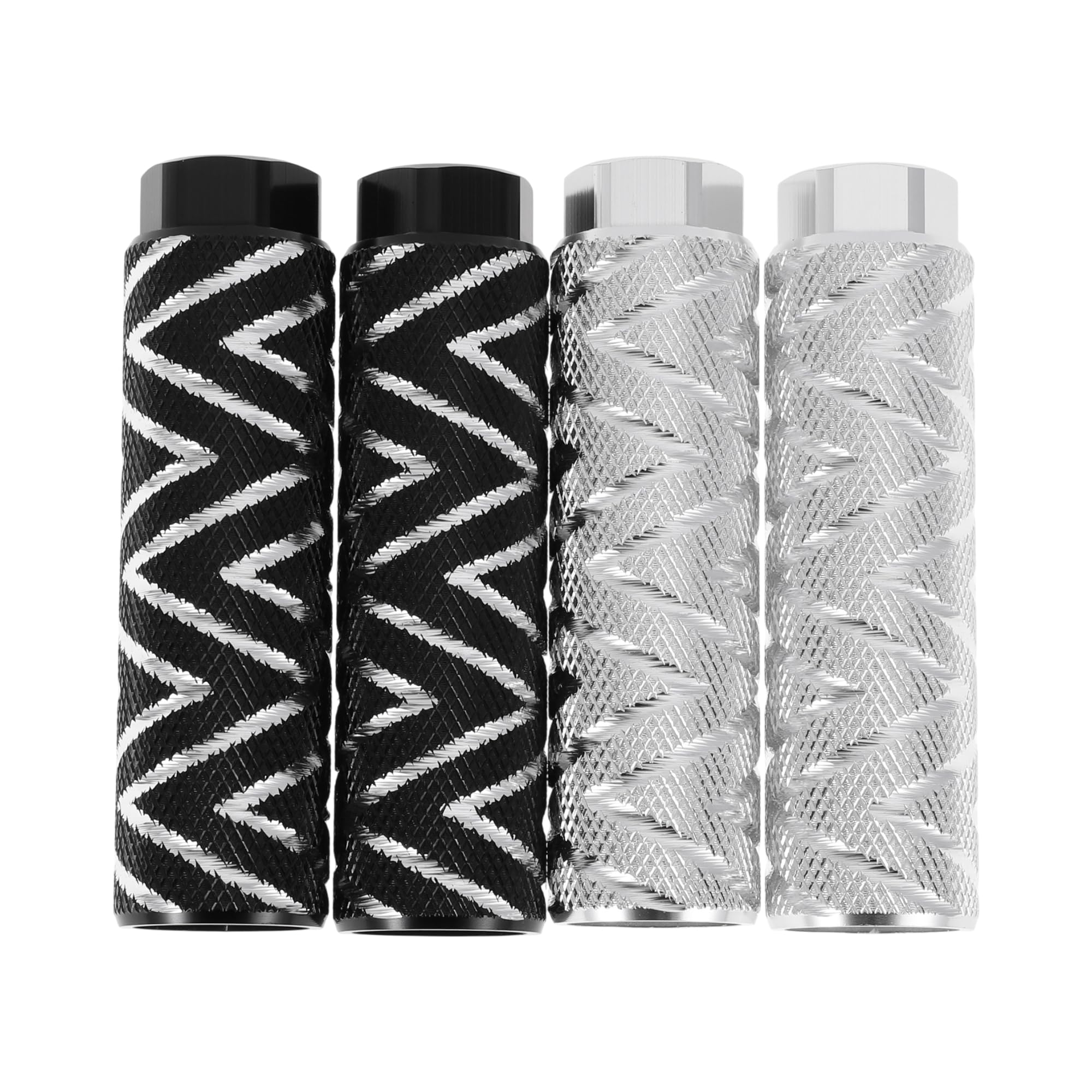 Partuto 4 Pcs Aluminum Alloy Anti-Skid Bike Pegs 100mm Length Wave Texture Bicycle Backseats Stands Cycling Foot Pegs 3/8 Inch Axles Black Silver Tone โ image 1