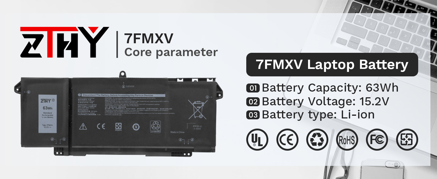 Amazon.com: 63Wh 7FMXV Laptop Battery Replacement for Dell
