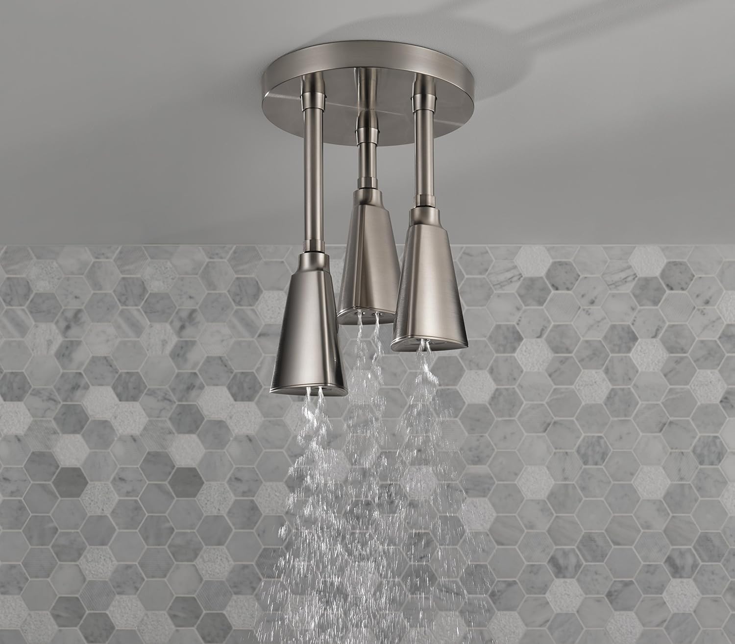 Delta Faucet Single-Spray Ceiling-Mount H2Okinetic Shower Head, Stainless 57140-SS