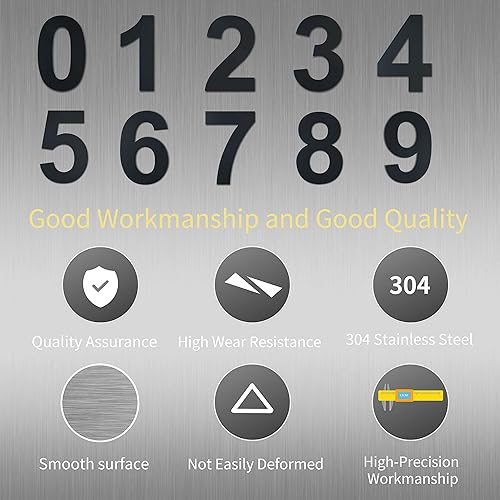 Miniatura 8 de Ywonobs Números de casa, adhesivos de metal autoadhesivos de acero inoxidable de 3 pulgadas para buzón de casa, apartamento, hotel, patio, color