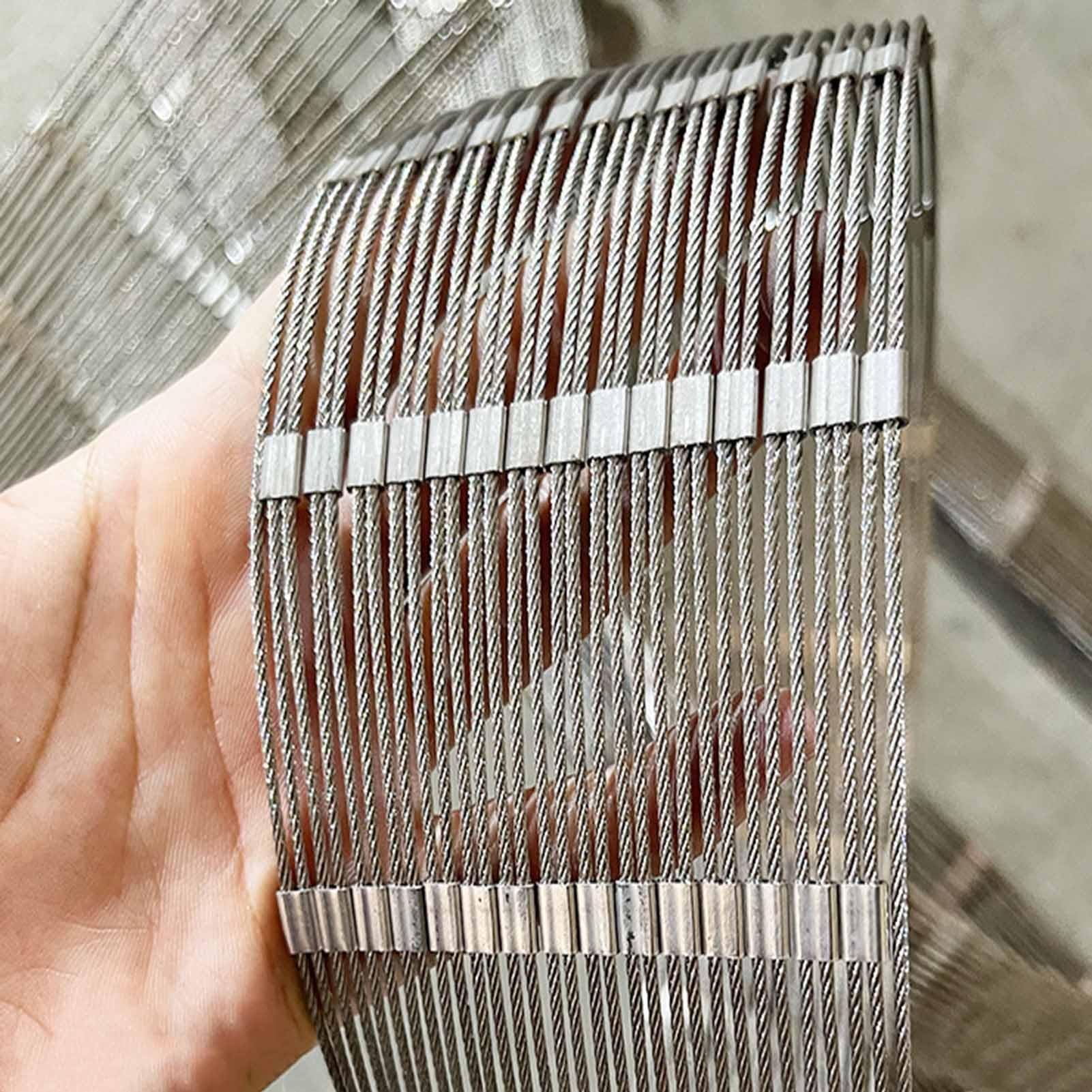 304 Malla de Cuerda de Acero Inoxidable, Red de Seguridad para Balcón 10cm/1,5mm, Resistencia Al Impacto Red de Protección Malla Metálica Tejida(0.8x8m)
