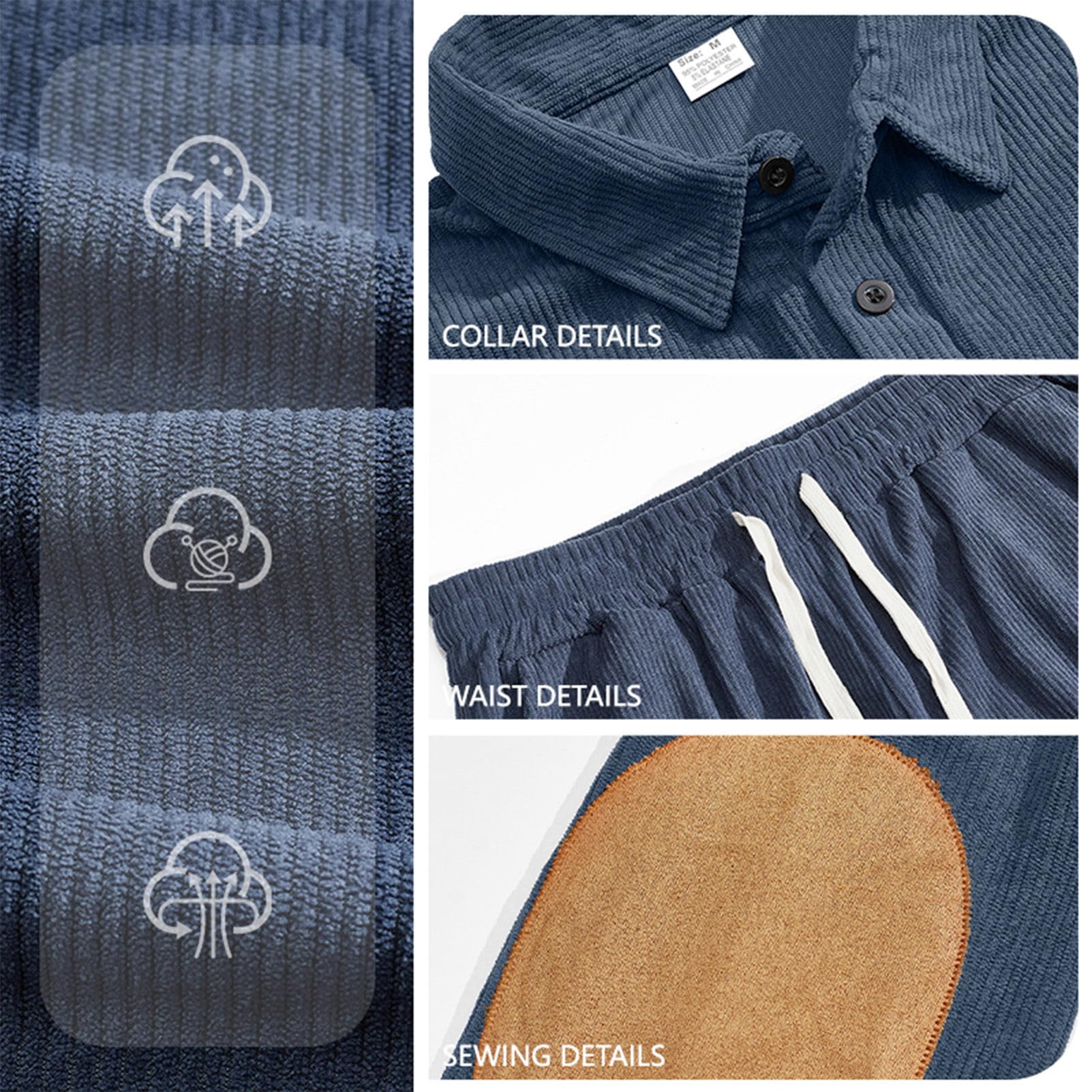 Uomo Tute da Ginnastica Maniche Lunghe Polo Camicie & Cargo Pantaloni Set di 2 pezzi Casual Sport Outfits