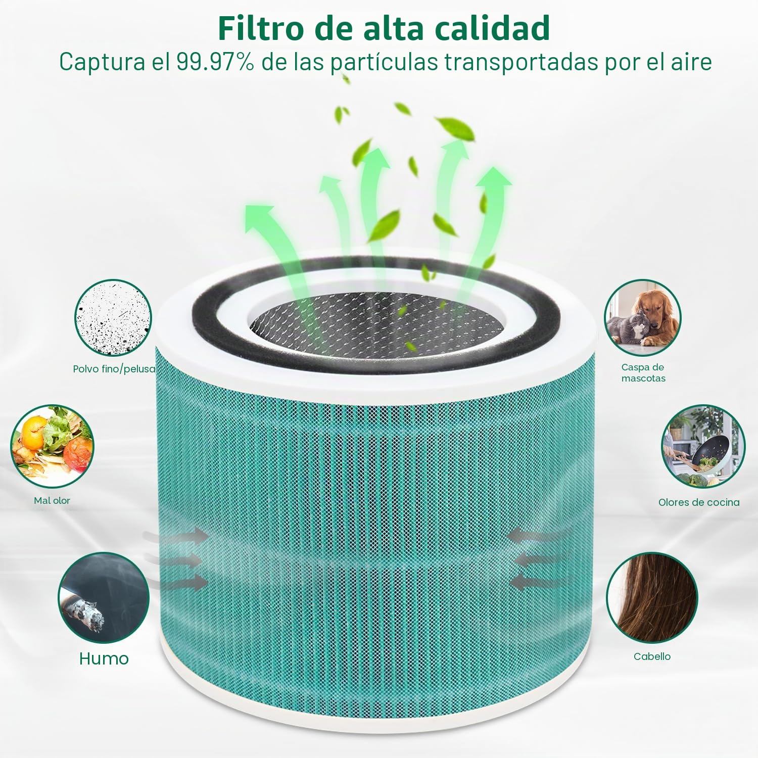2 filtros Core 300S, filtro de toxina de repuesto para LEVOIT Core 300/300S/300-RF, con filtro HEPA H13 y filtro de carbón activo, elimina hasta un 99,98% de humo y gases de escape