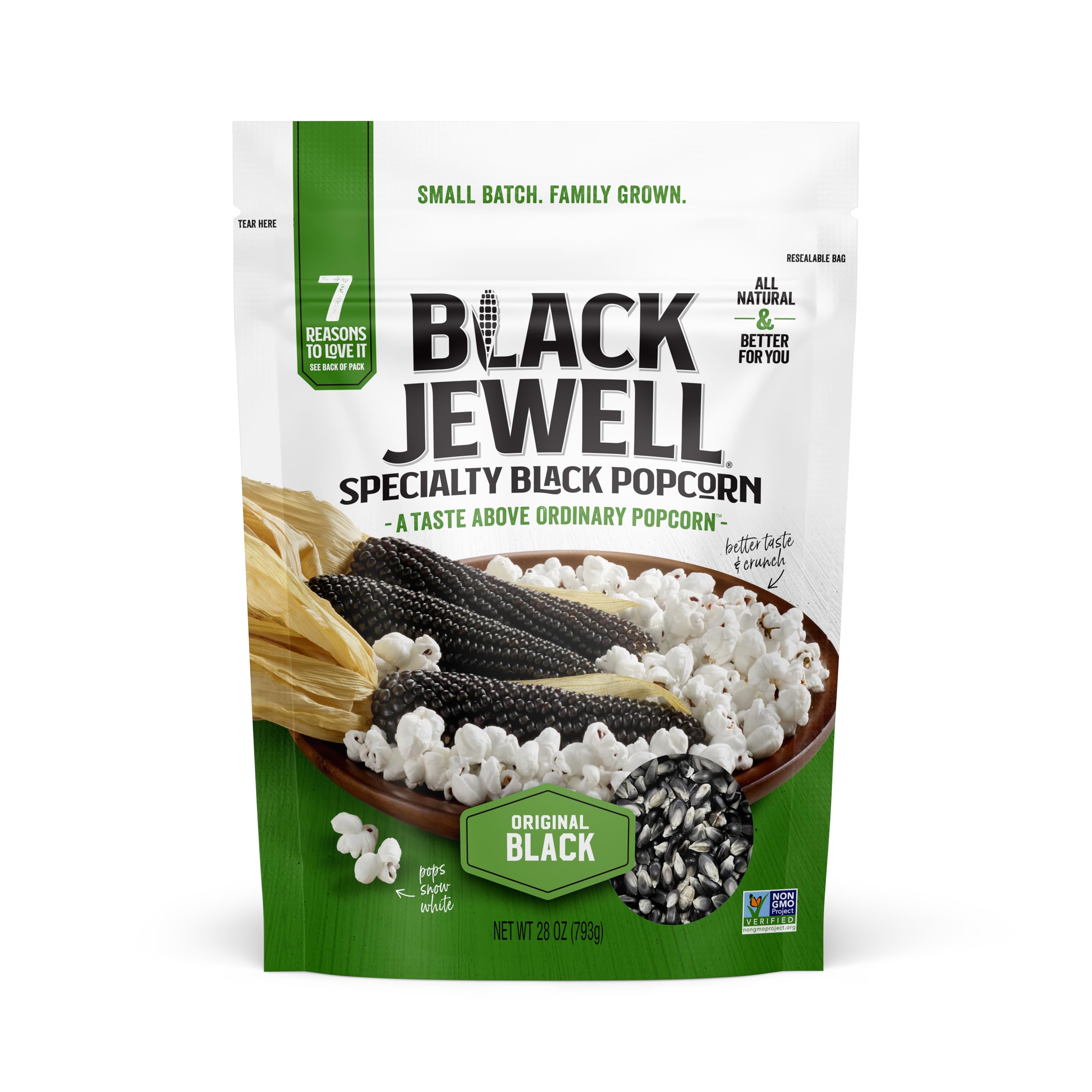 Black Jewell Unpopped Popcorn Kernels, Original Black, 28.35oz (Pack of 1)
