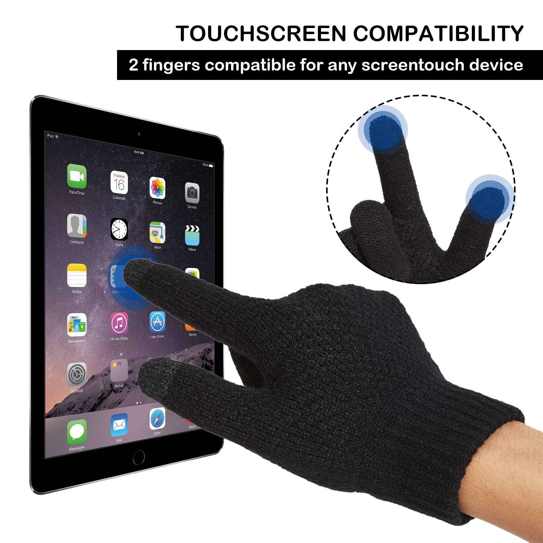 1 Paio Di Guanti Touchscreen A Dita Intere Caldi Per Il Ciclismo All Aperto Grey 92442760