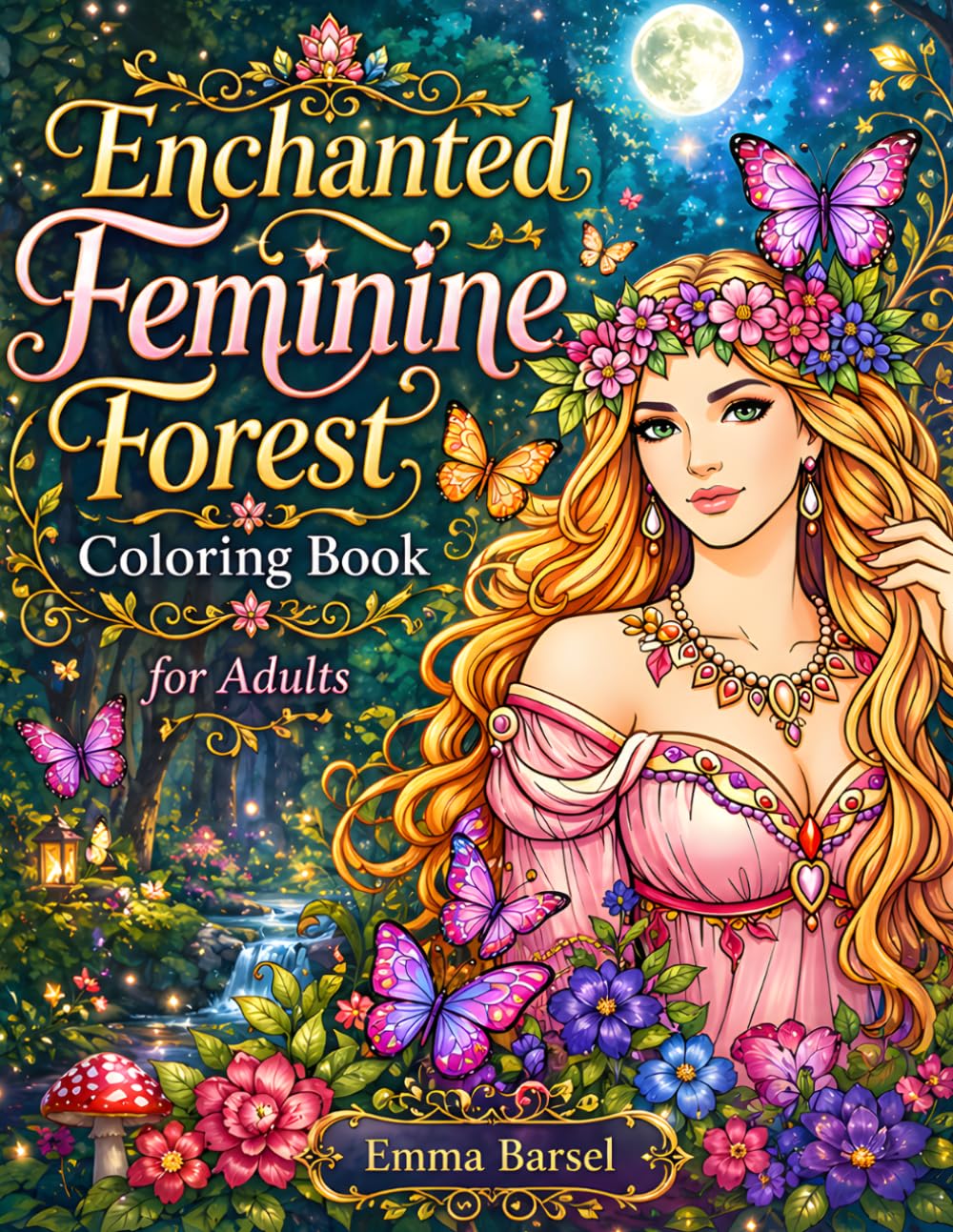 Enchanted Feminine Forest Coloring Book for Adults: 50 Intricate Designs for Relaxation and Stress Relief (Intricate Coloring Book for Adults Series)