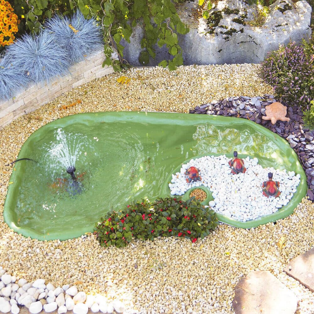 Giordanoshop Laghetto Artificiale Verde da Giardino per Tartarughe 185x105x32 cm 210 Litri